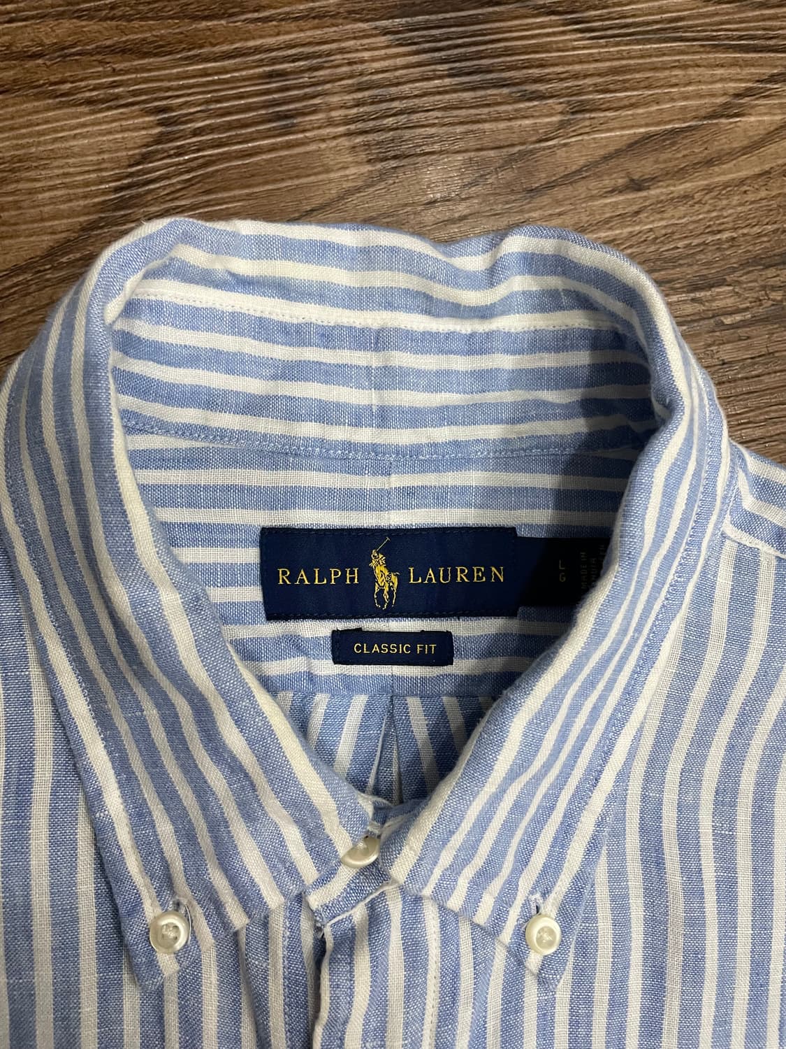 폴로 클래식핏 린넨 스트라이프 셔츠 상품이미지6