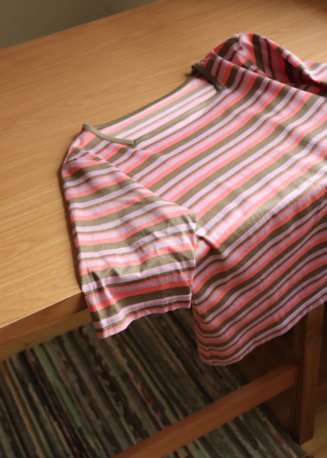 Stripe Square Neck Half T Shirt 상품이미지1