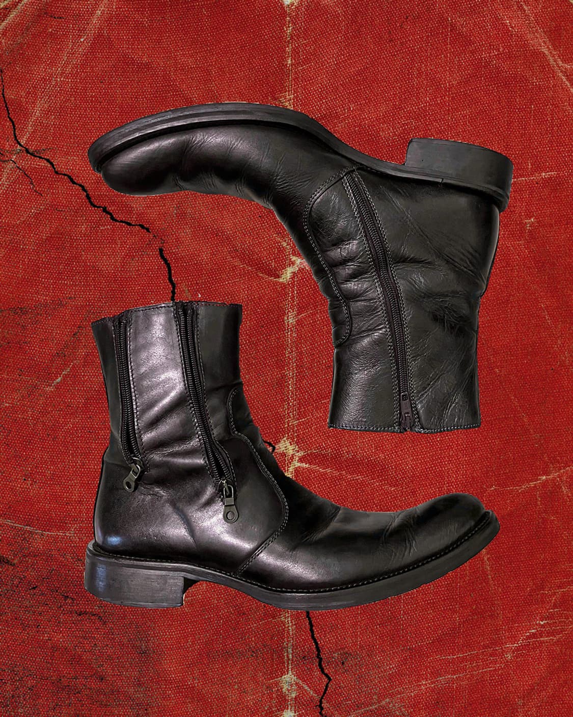 ANN DEMEULEMEESTER 90s 업턴 토 멀티지퍼 부츠 블랙  상품이미지1