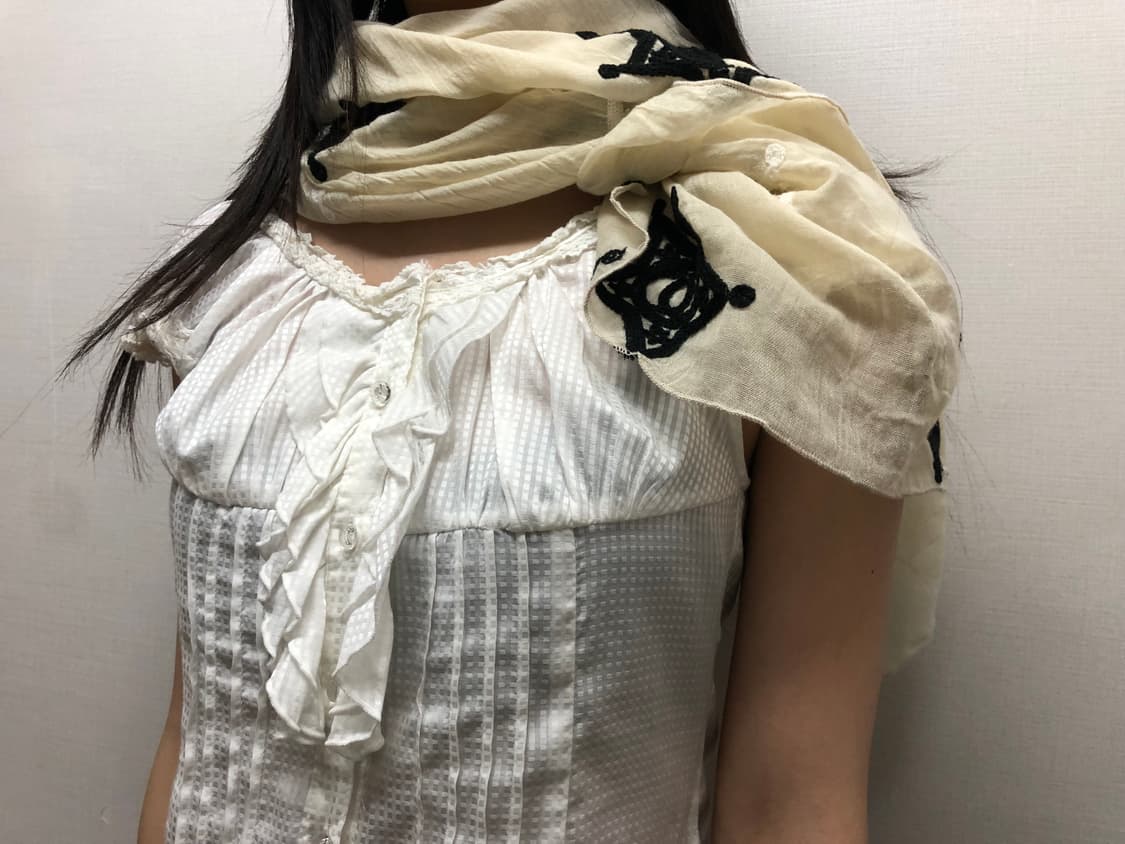 빈티지 아이보리 스타 패턴 스카프 상품이미지1