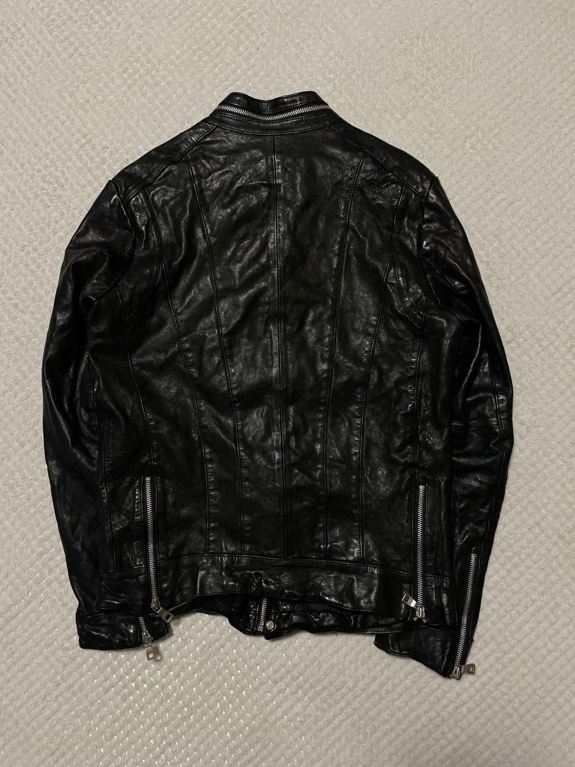 광희시장 웨스턴 무드 램스킨 양가죽 절개 레더 자켓  상품이미지2