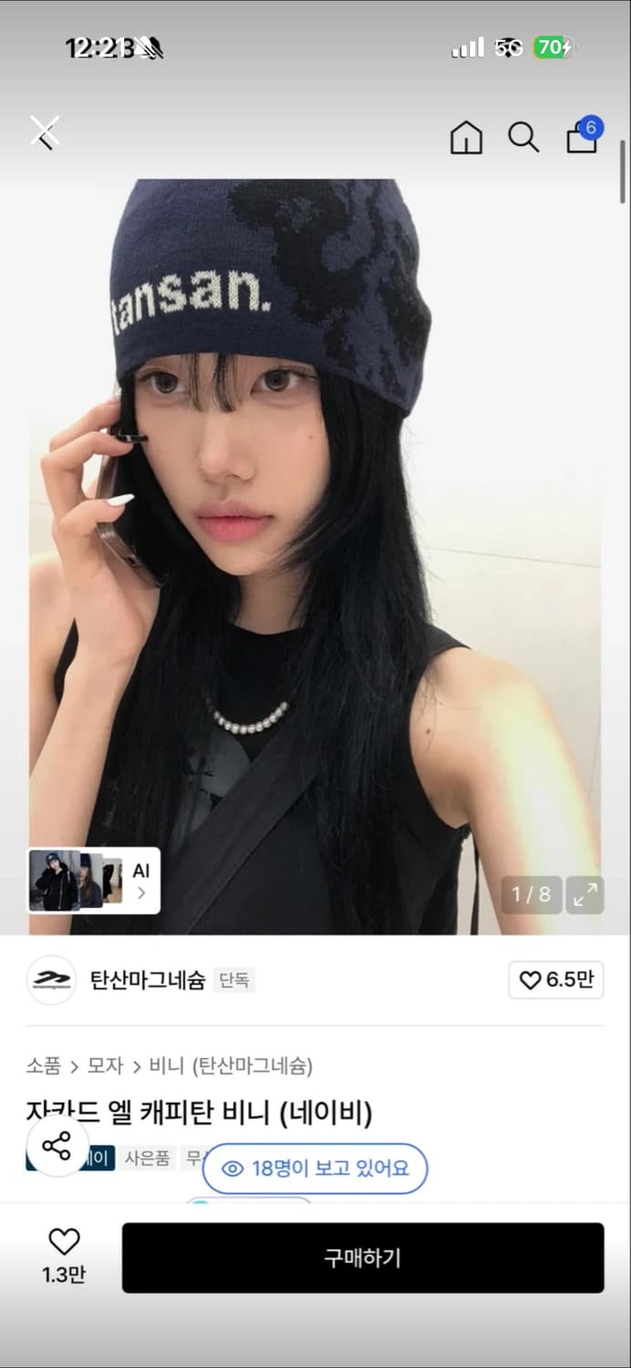 탄산마그네슘 자카드 엘 캐피탄 비니 네이비 상품이미지1