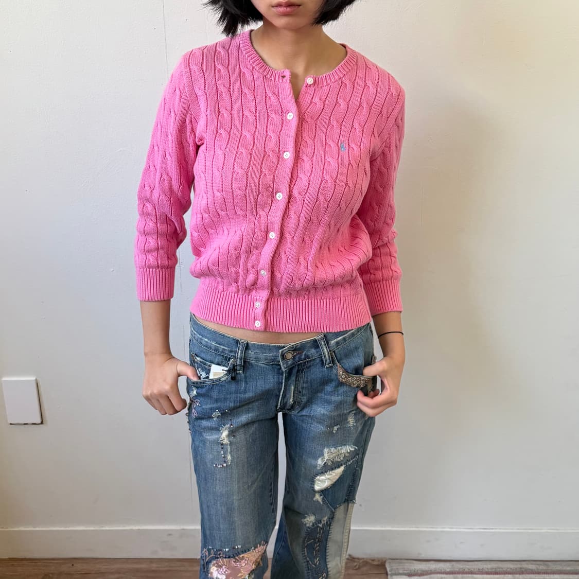 폴로 코튼 가디건 상품이미지1