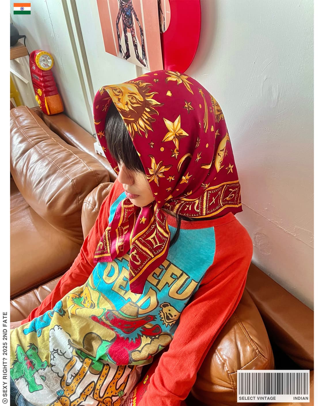 Indian Vintage Occult Pattern Silk Scarf 상품이미지1