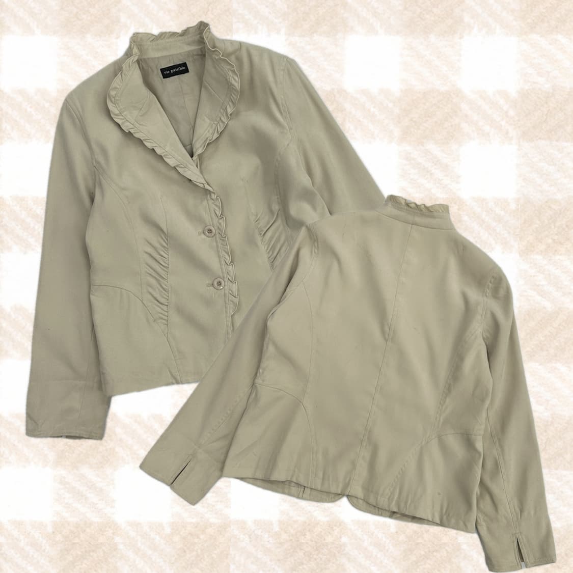 🤎Vie paisible 재팬 빈티지 프릴 러블리 자켓🤎 스웨이드  상품이미지1