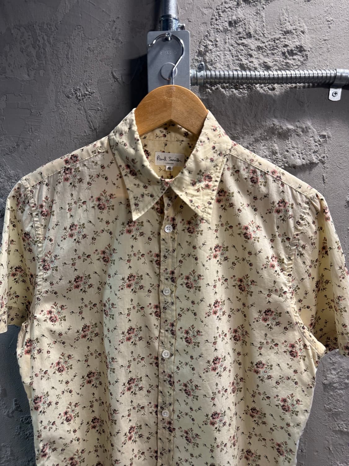M 폴스미스Paul Smith 플로럴 코튼 반팔 셔츠 옐로우 상품이미지4