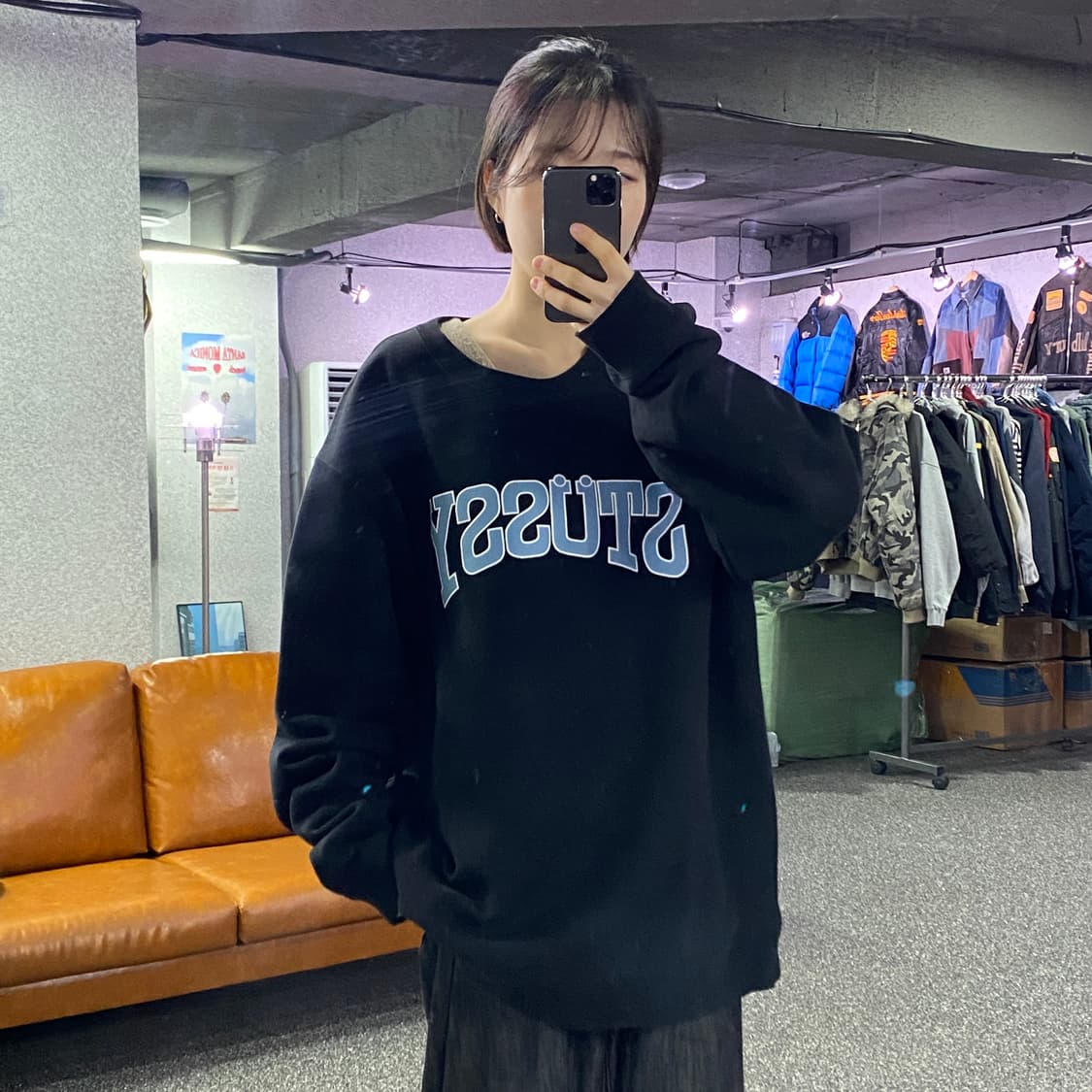 스투시 빅로고 블랙 스웻셔츠 B3541 상품이미지1