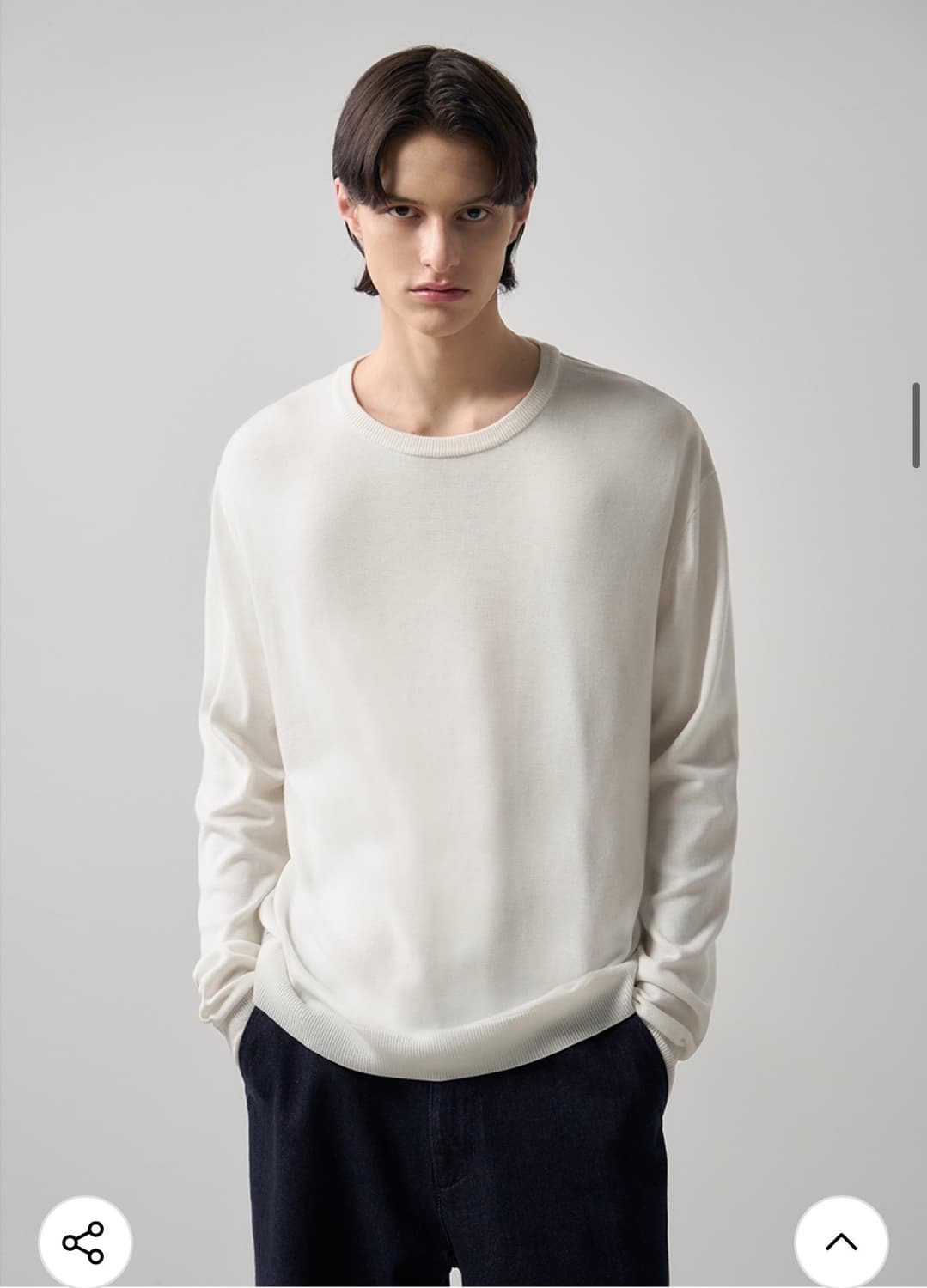 (L) 드로우핏 실크 라운드 풀오버 니트 [CREAM] 판매 상품이미지1