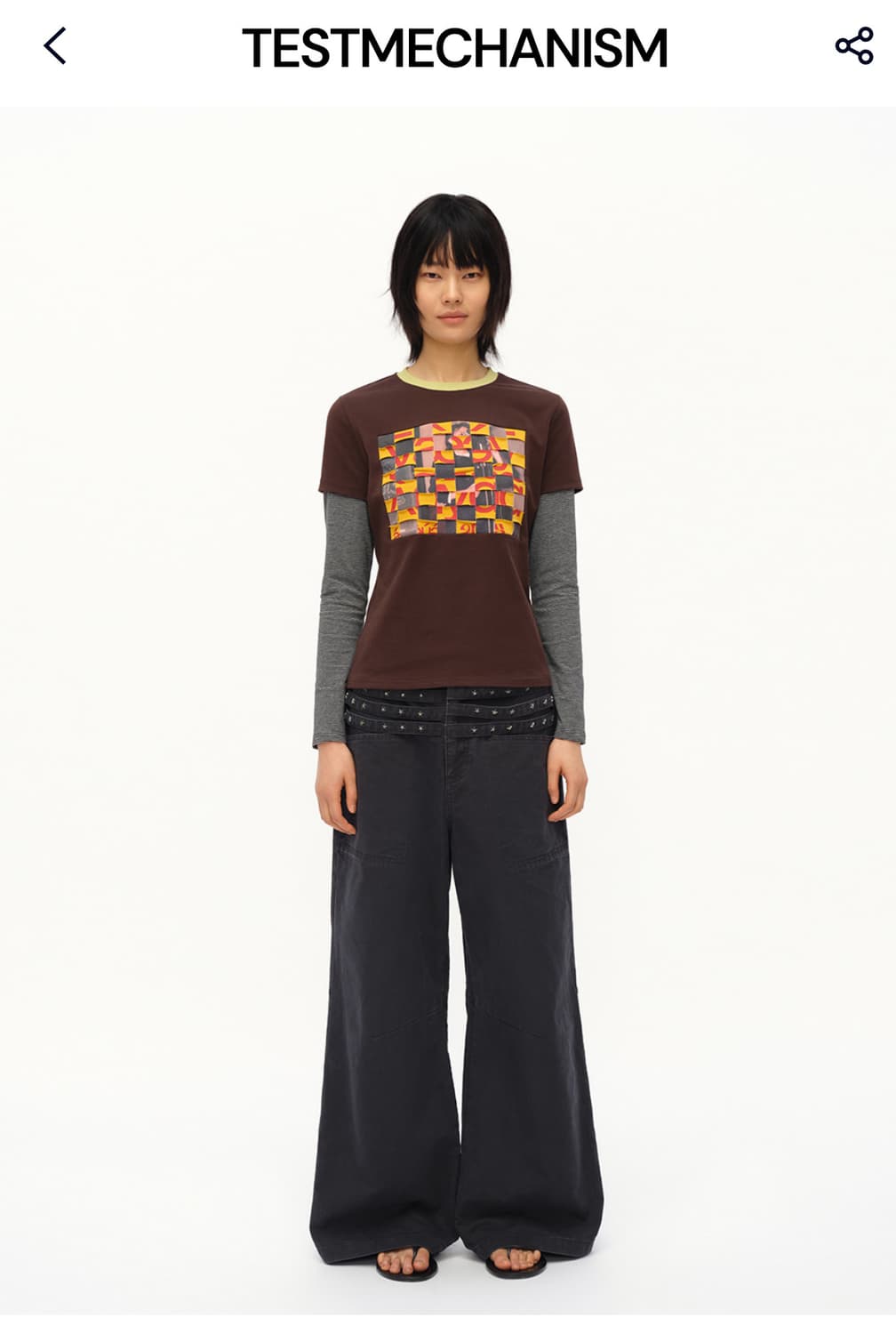 TESTMECHANISM_ Woven Collage Graphic Top 상품이미지1