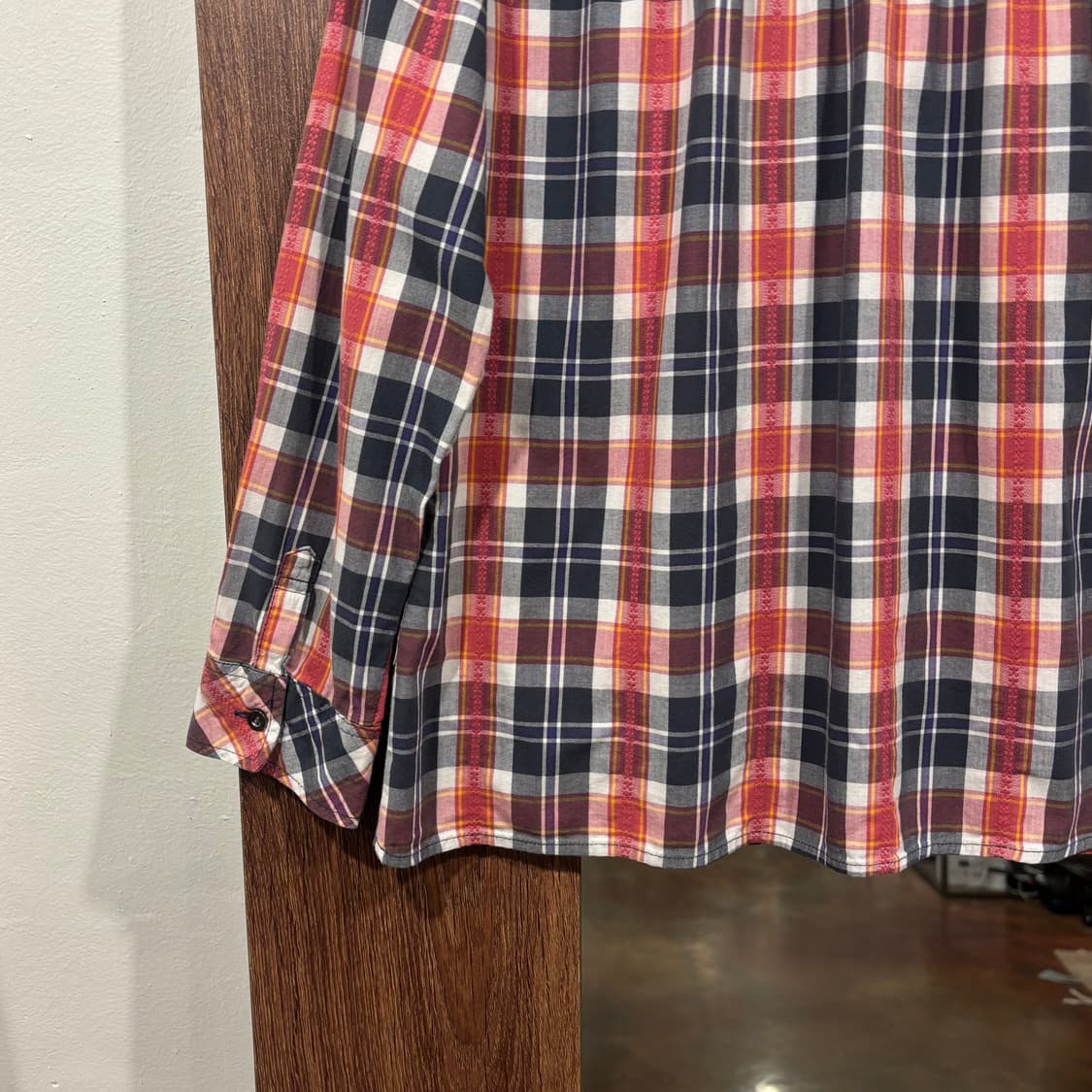 일본 빈티지 핀턱 레이어드 자수 체크 셔츠 블라우스 모리 너드 상품이미지6