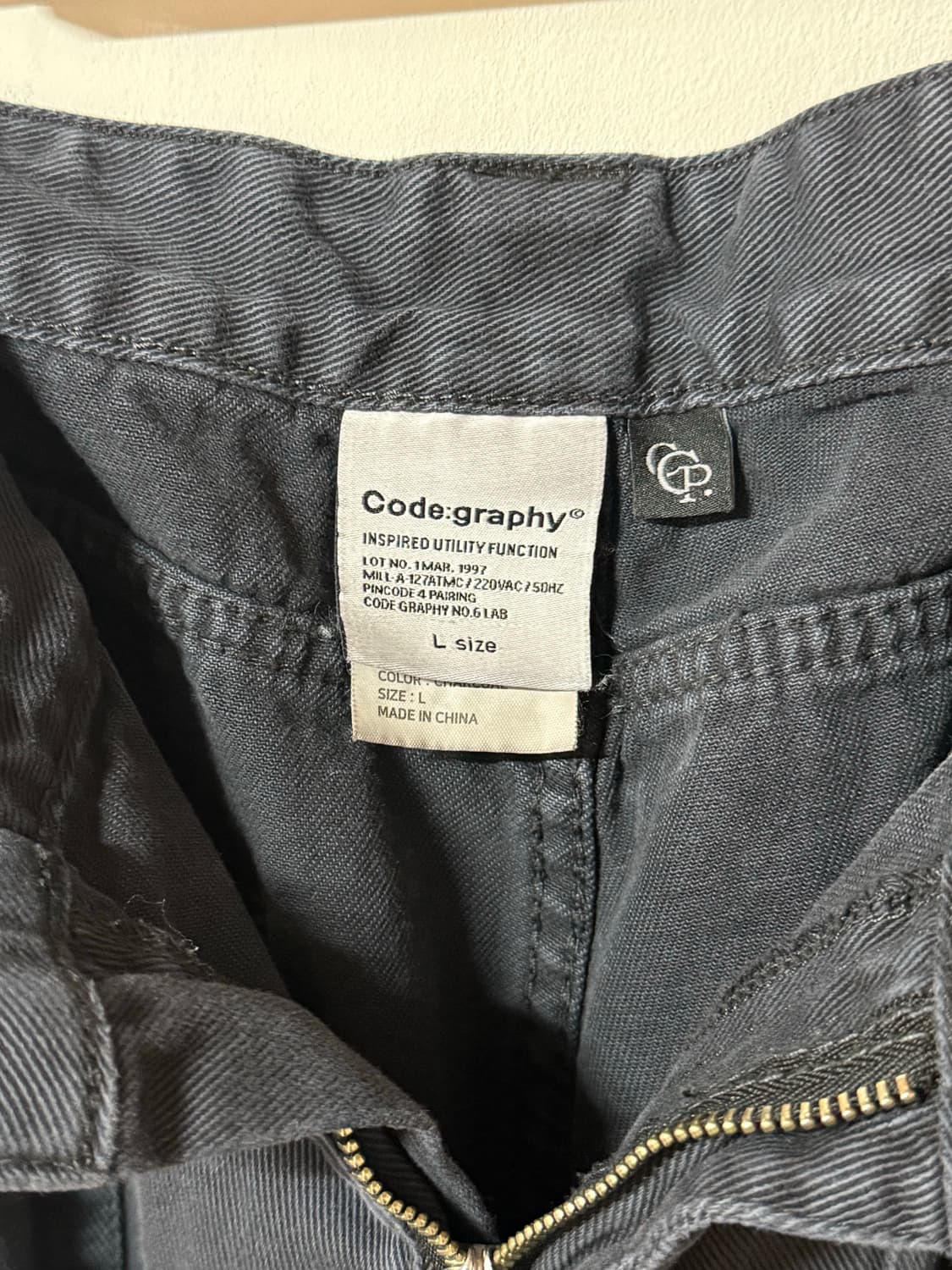 코드그라피 워크웨어 카고 팬츠 와이드핏 차콜 L 상품이미지3