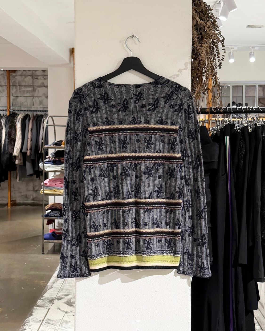 꼼데가르송 옴므 플러스 차콜 플라워 자수 니트 상품이미지6