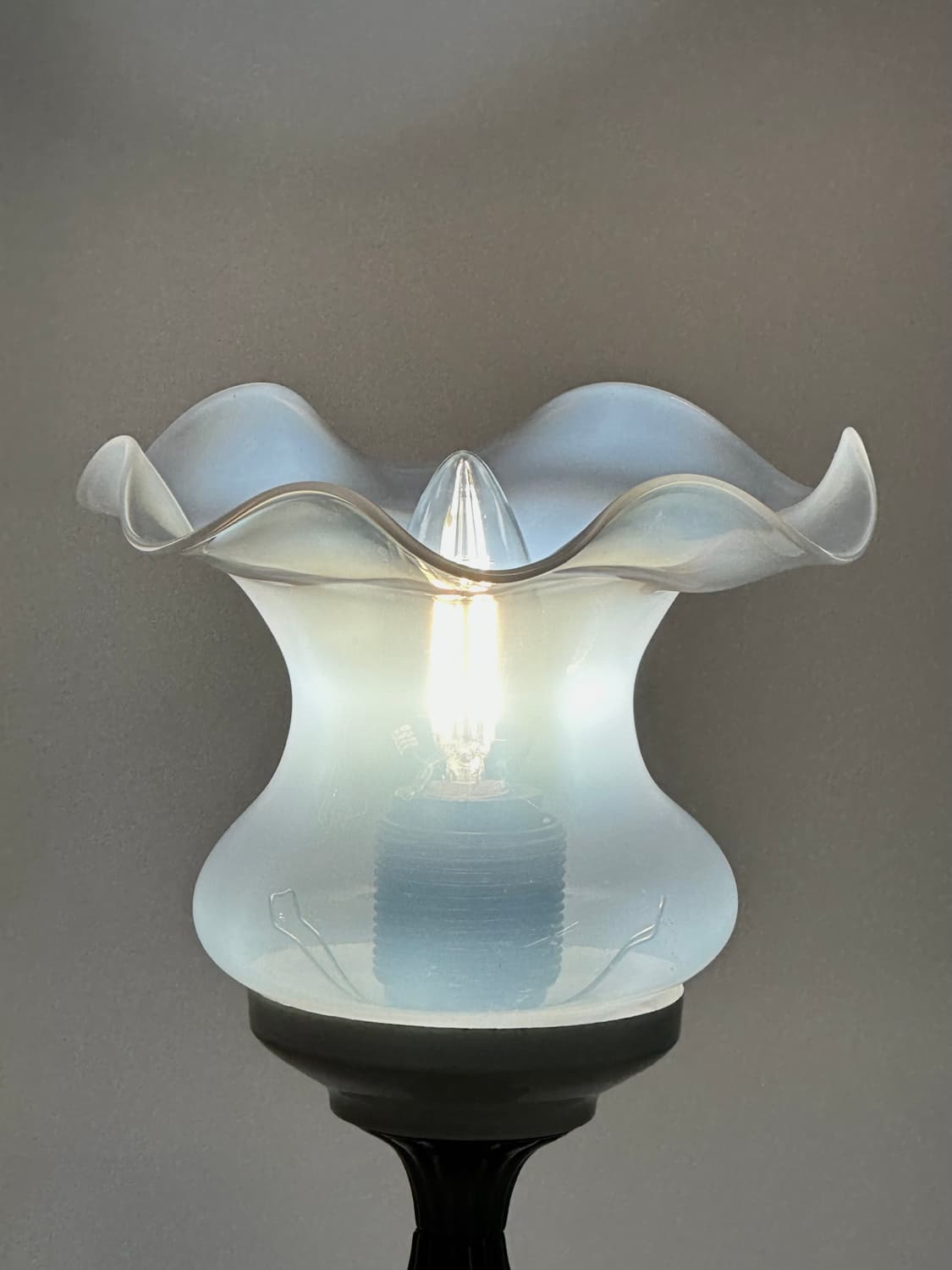 미국 빈티지 오팔린 글라스&브라스 베이스 테이블 램프 조명 상품이미지4