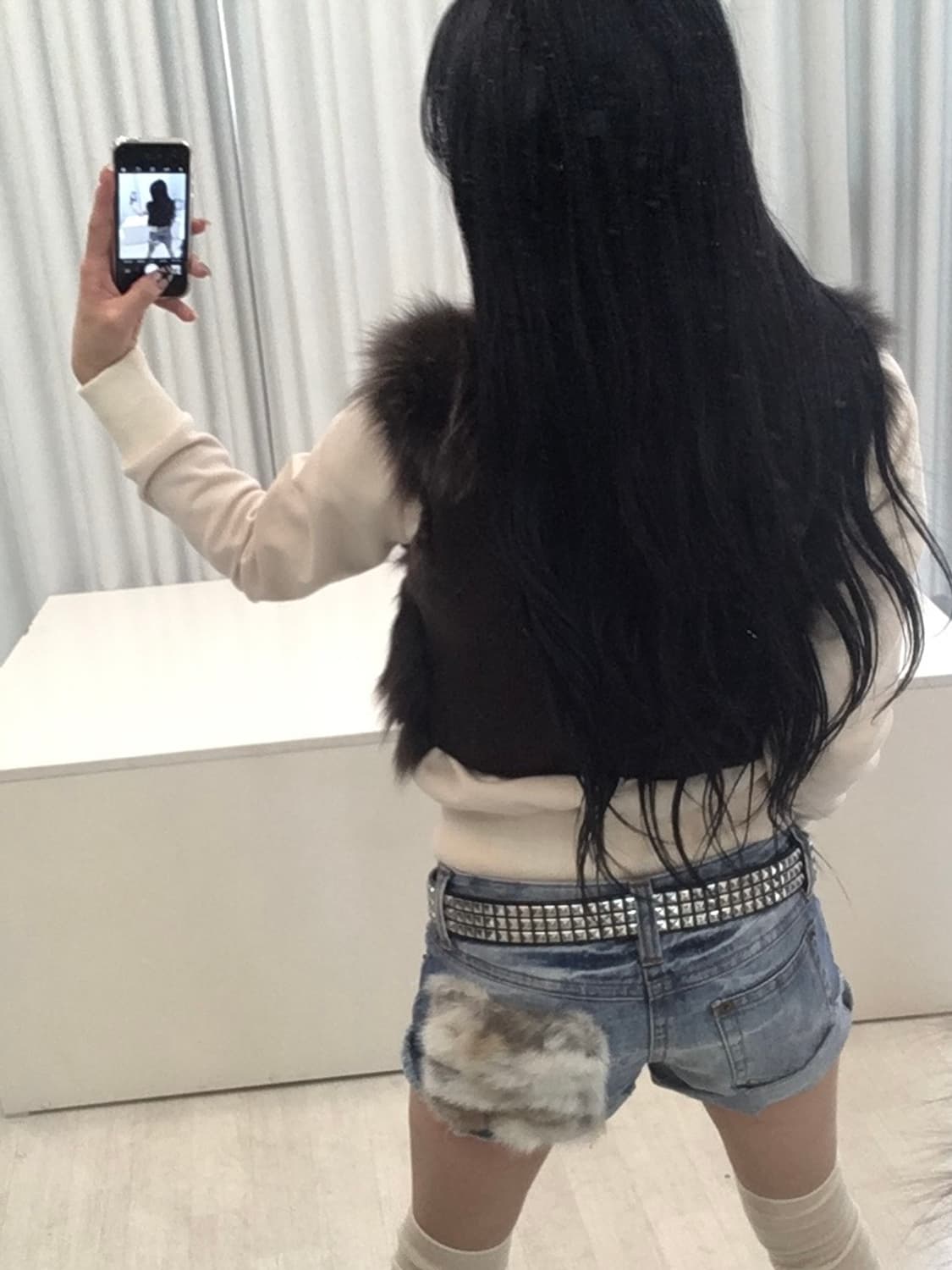 빈티지 퍼 포켓 데님 숏팬츠 상품이미지5