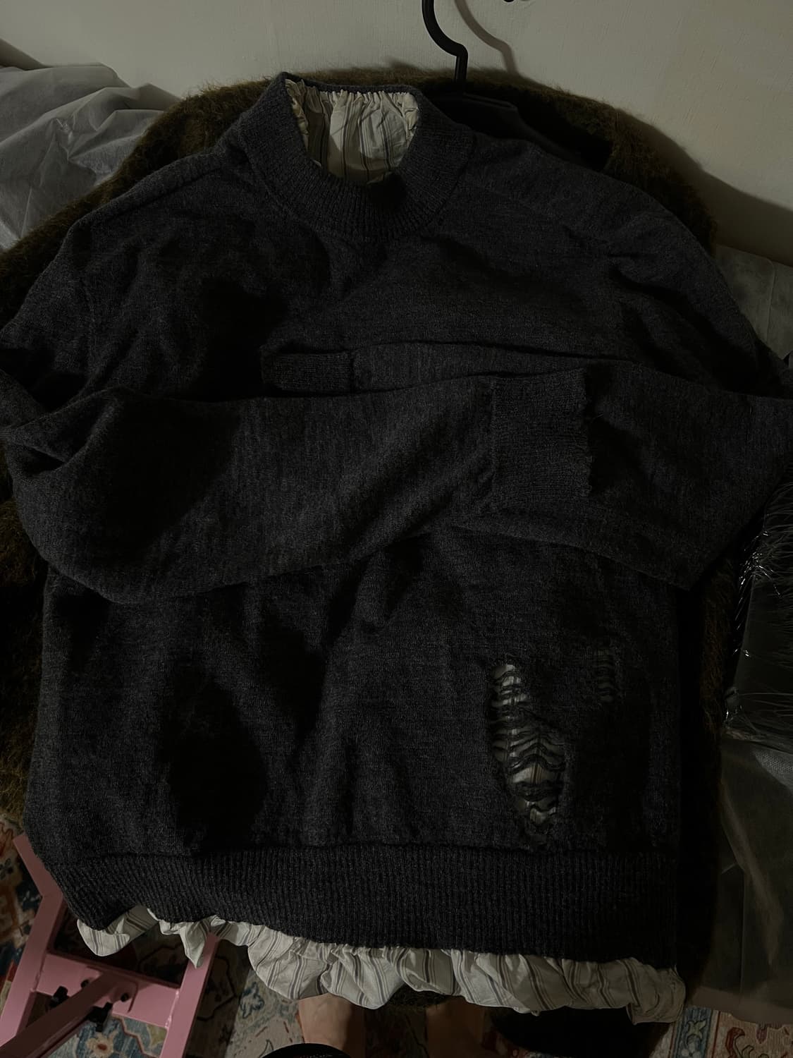 마르지엘라 디스트레스드 레이어드니트 그레이 L 상품이미지5