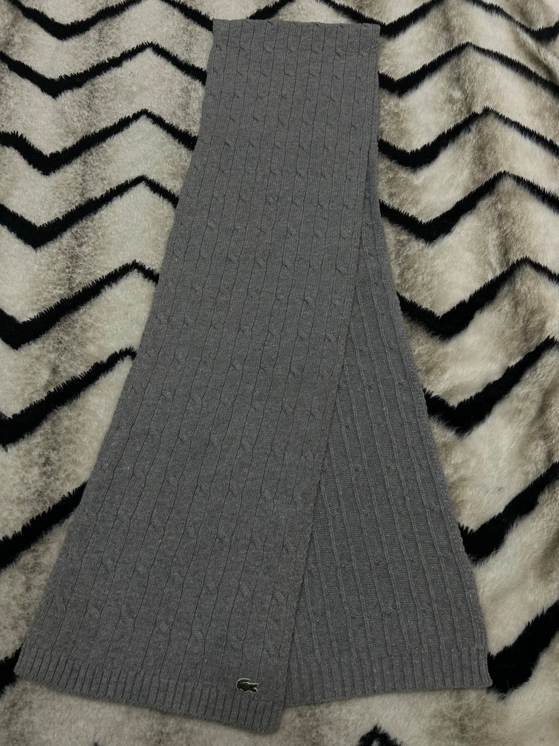 라코스테 케이블 니트 머플러/그레이 상품이미지2