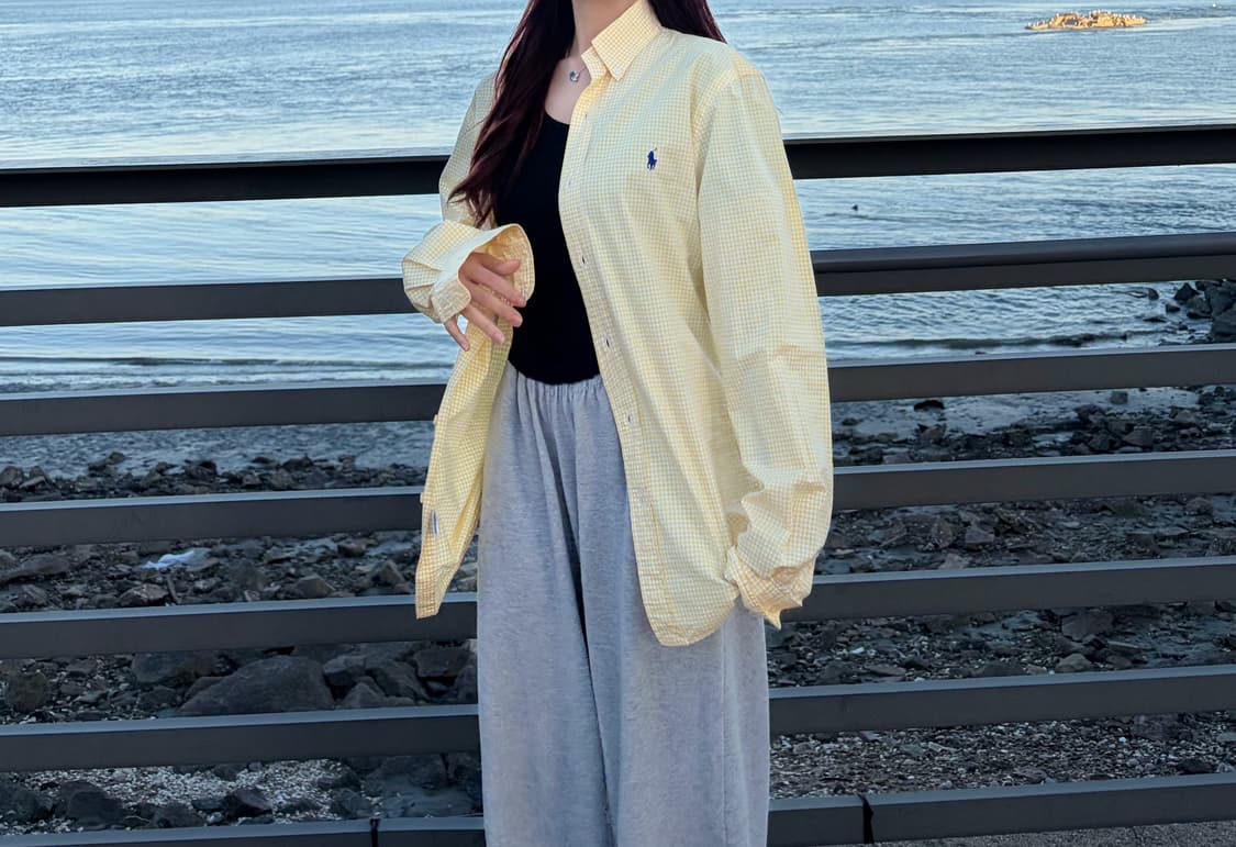 폴로 랄프로렌 블루 포니 옐로우 슬림핏 셔츠(s) 상품이미지7