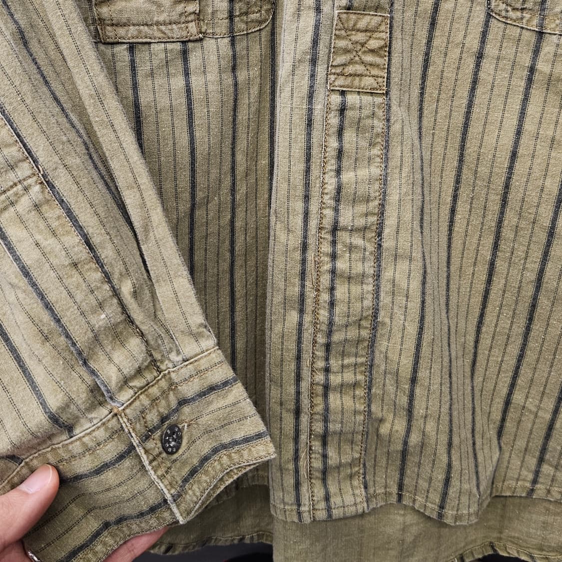 90s 부글보이 유틸리티 포켓 스트라이프 풀오버 셔츠 N1127 상품이미지4