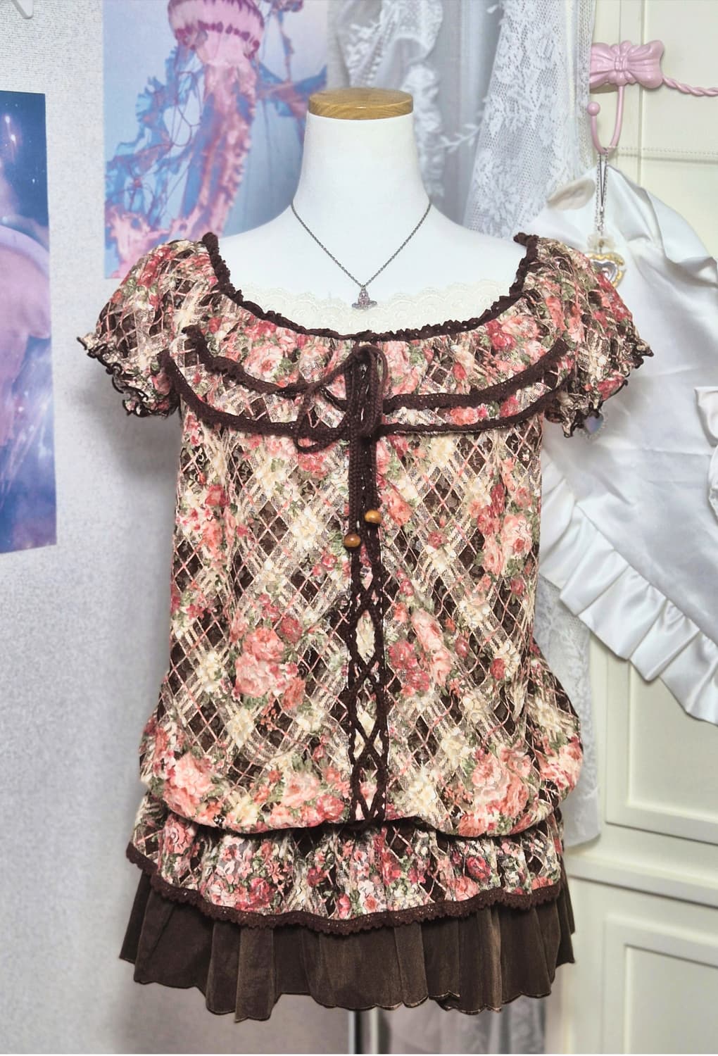 고전 리즈리사 플로럴 라떼갸루 히메카지 블라우스 히메갸루 핀터깔 모리걸 상품이미지1