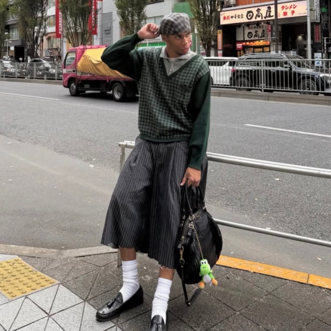 푸쉬푸쉬 pushpush 스트라이프 쇼츠 블랙 XL 상품이미지1