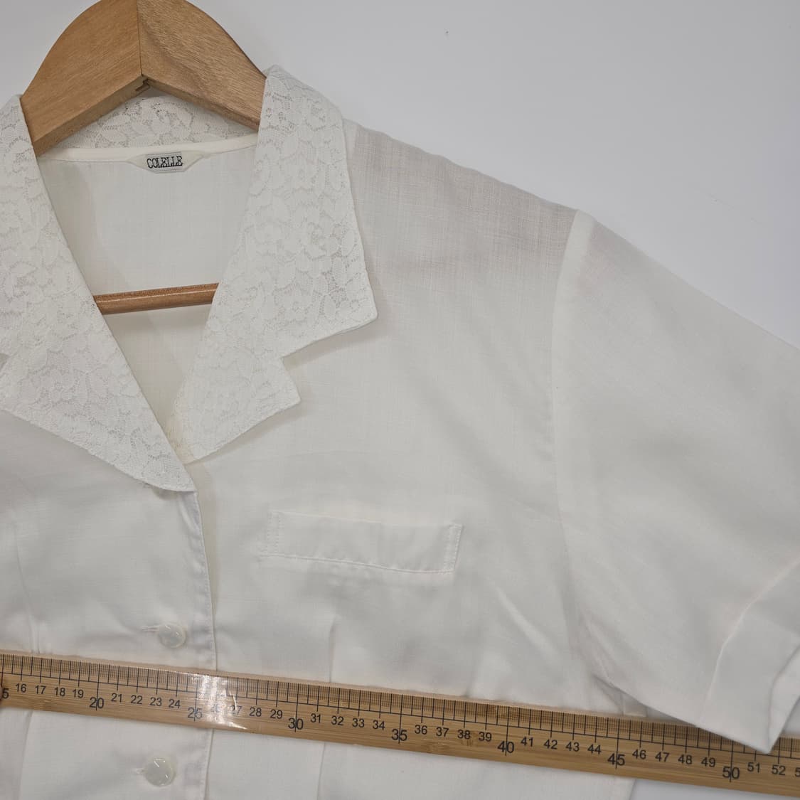 COLELLE 화이트 레이스 칼라 반팔 블라우스 상품이미지7