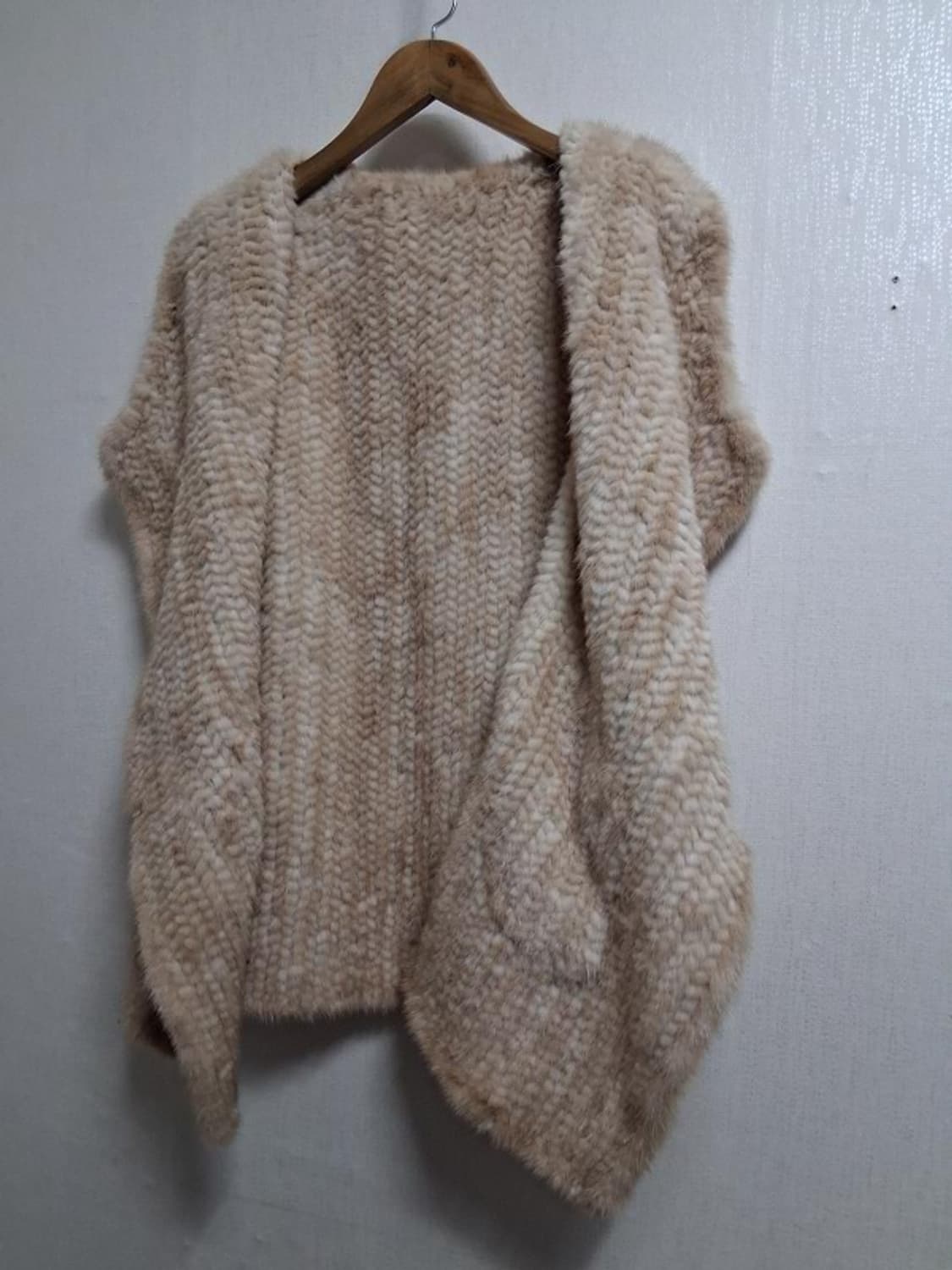 천연 밍크 조끼 베이지  니팅 밍크 베스트 하프 66 77까지 상품이미지4