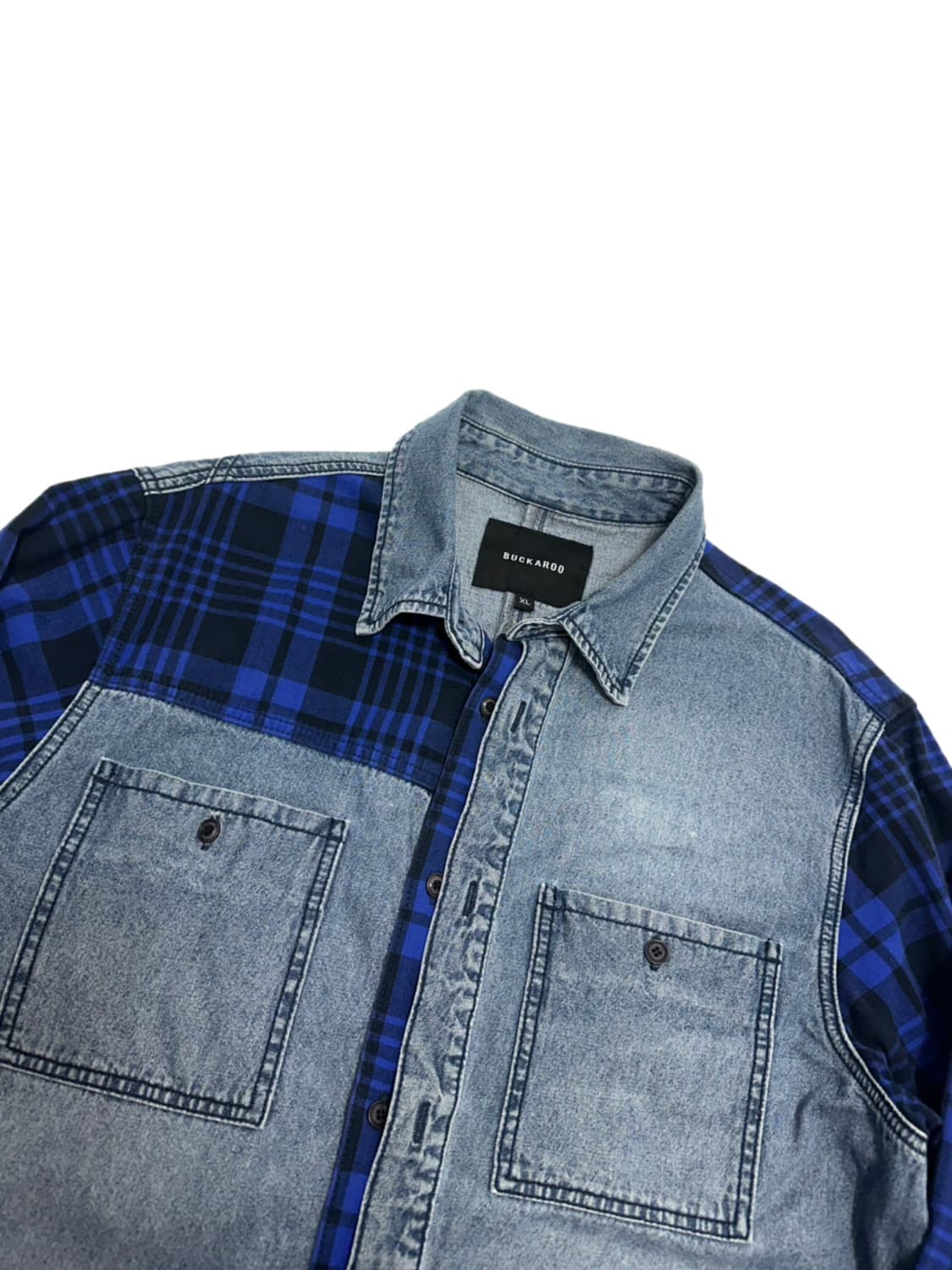 버커루 체크 패치 데님셔츠 청남방 상품이미지1