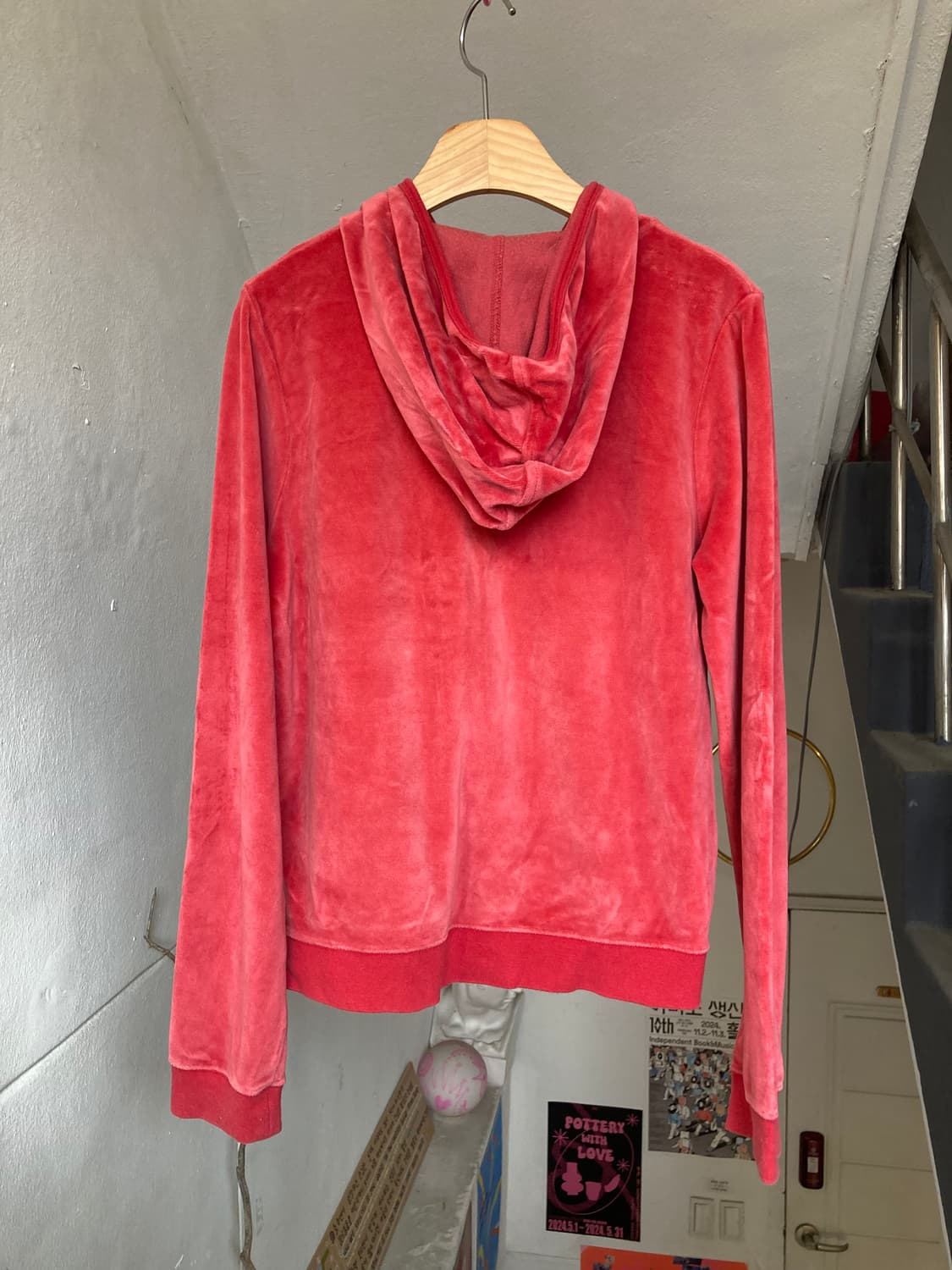 y2k 빈티지 벨벳 후드집업 상품이미지5