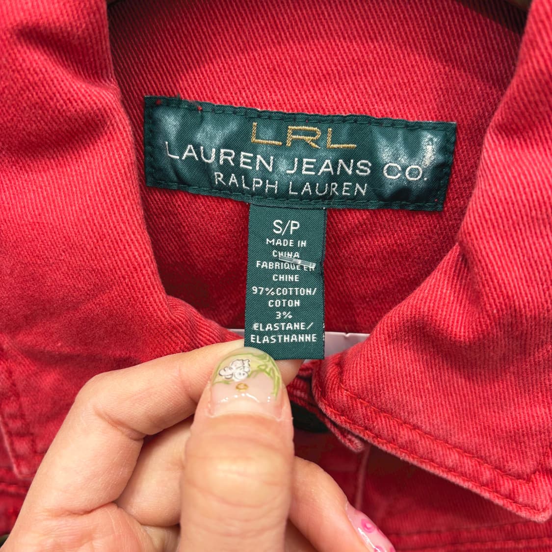 랄프로렌 코튼 스트레치 트러커 자켓 플랩 포켓 웨스턴 봉제 디테일 레드 상품이미지7