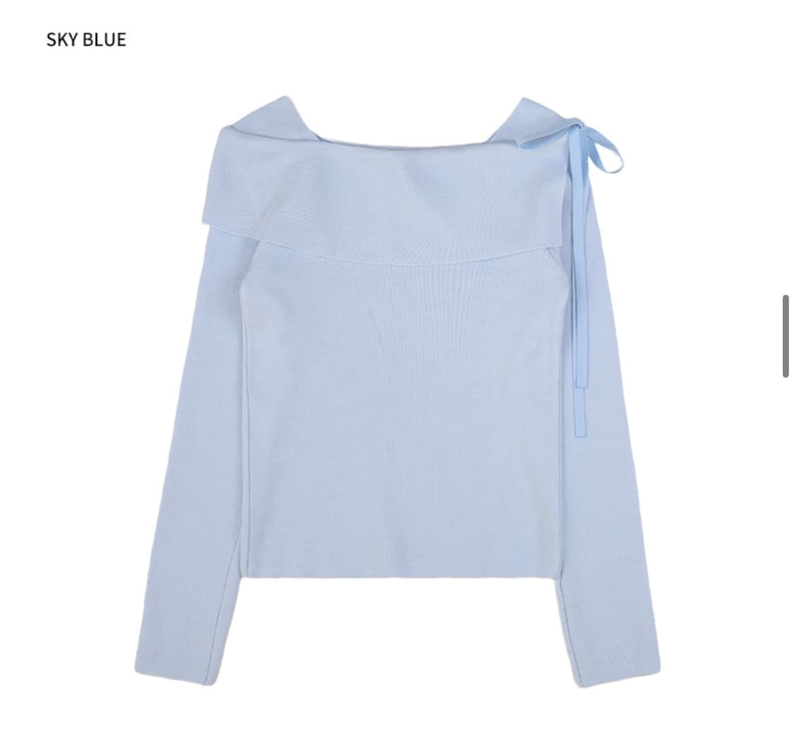 핑크파인애플 레이어트 리본 니트 스카이 블루 상품이미지1