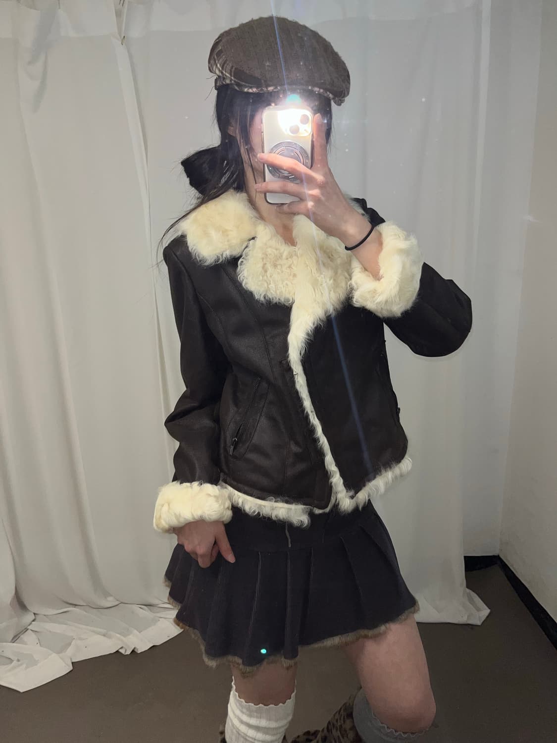 양털 트리밍 브라운 무스탕 상품이미지2