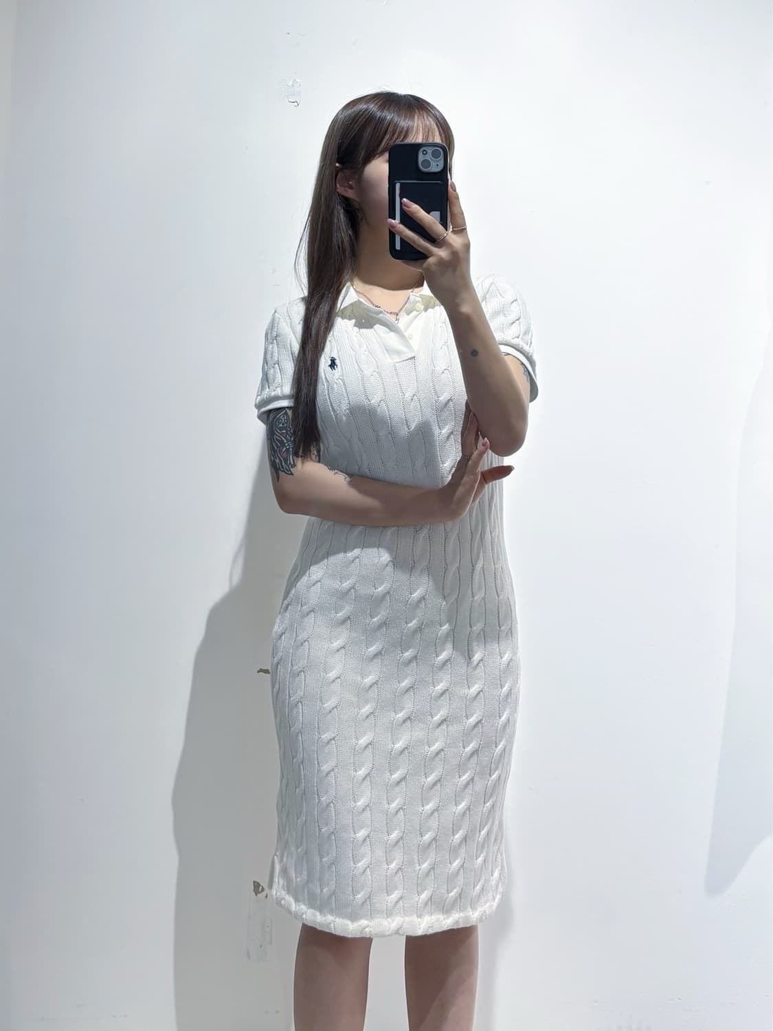 폴로랄프로렌 qr 네이비포니 화이트 케이블 원피스 상품이미지1