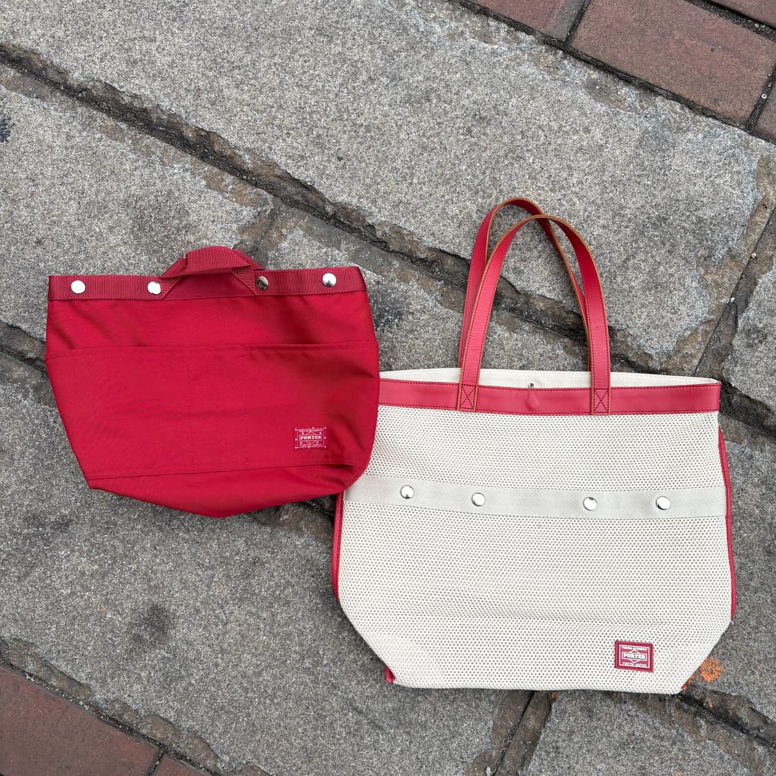 포터 레드 / 아이보리 그물 토트백(분리가능) 상품이미지2