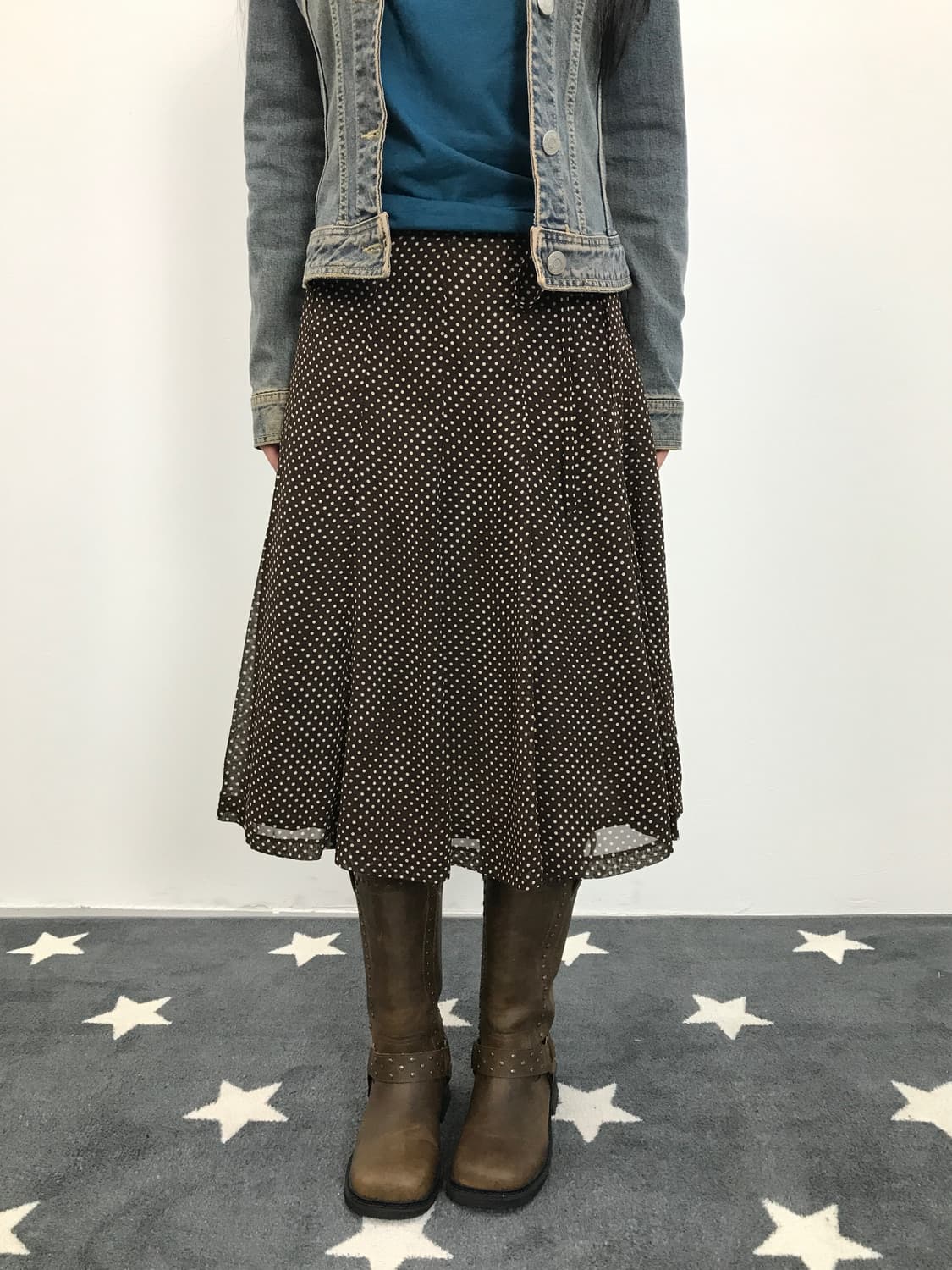 Jpn Brown Polka Dot Chiffon Skirt 상품이미지1
