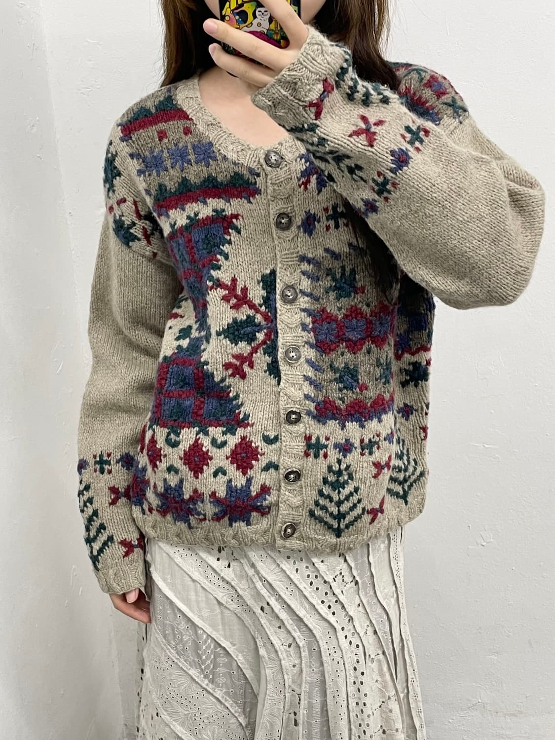 일러스트 자수 버튼 가디건 상품이미지4