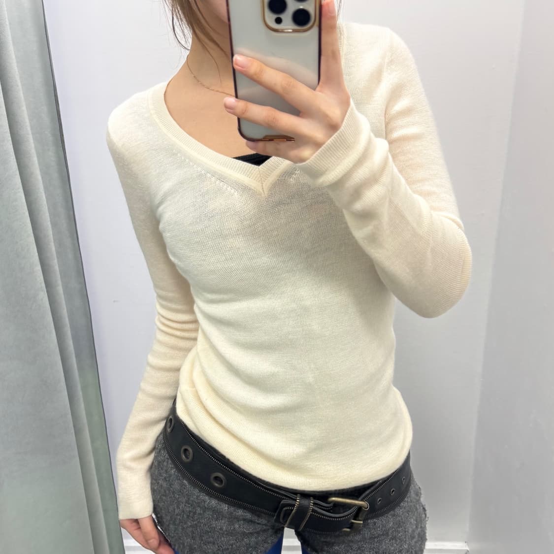 바나나리퍼블릭 아이보리 리버시블 울니트 상품이미지1