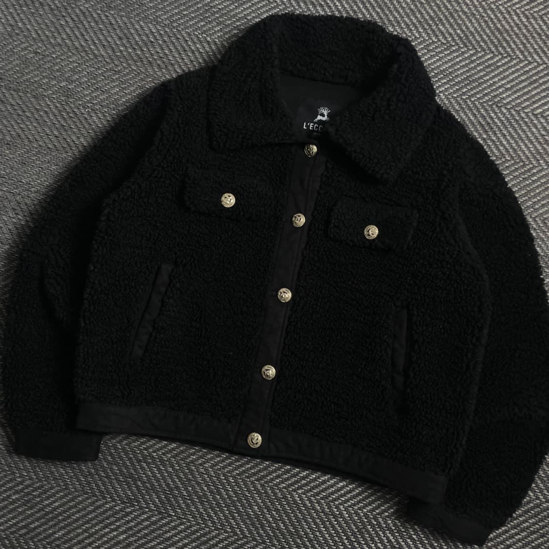 빈티지 우먼스 플리스 자켓 블랙y 4013 상품이미지1