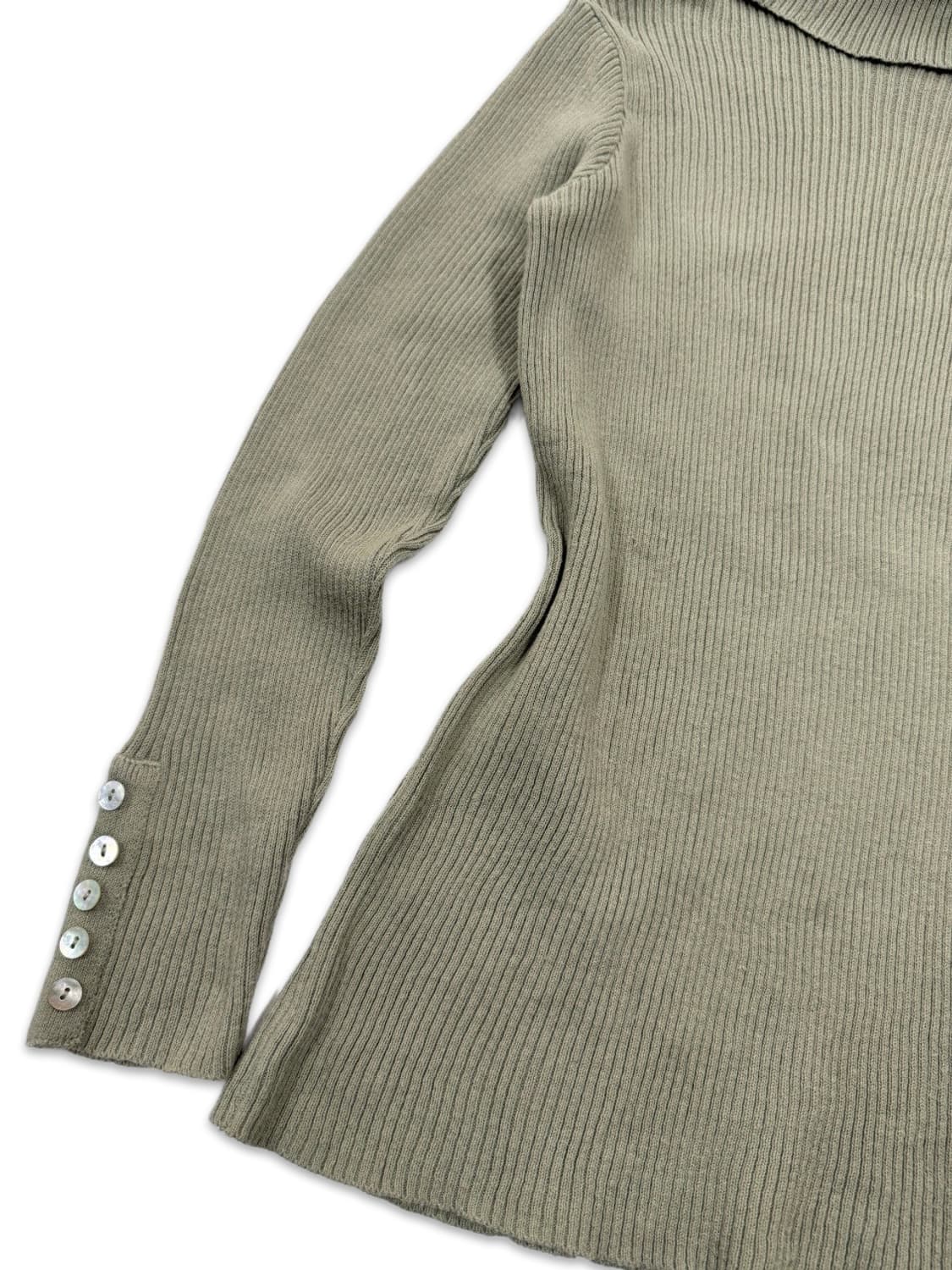 빈티지 CLASSICAL ELF 카키 하이넥 디테일 단추 니트 상품이미지4