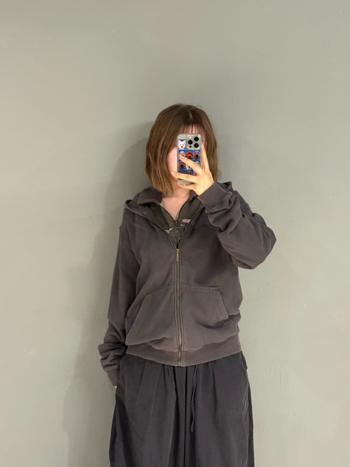 back eagle camo layered hood zip-up 상품이미지1