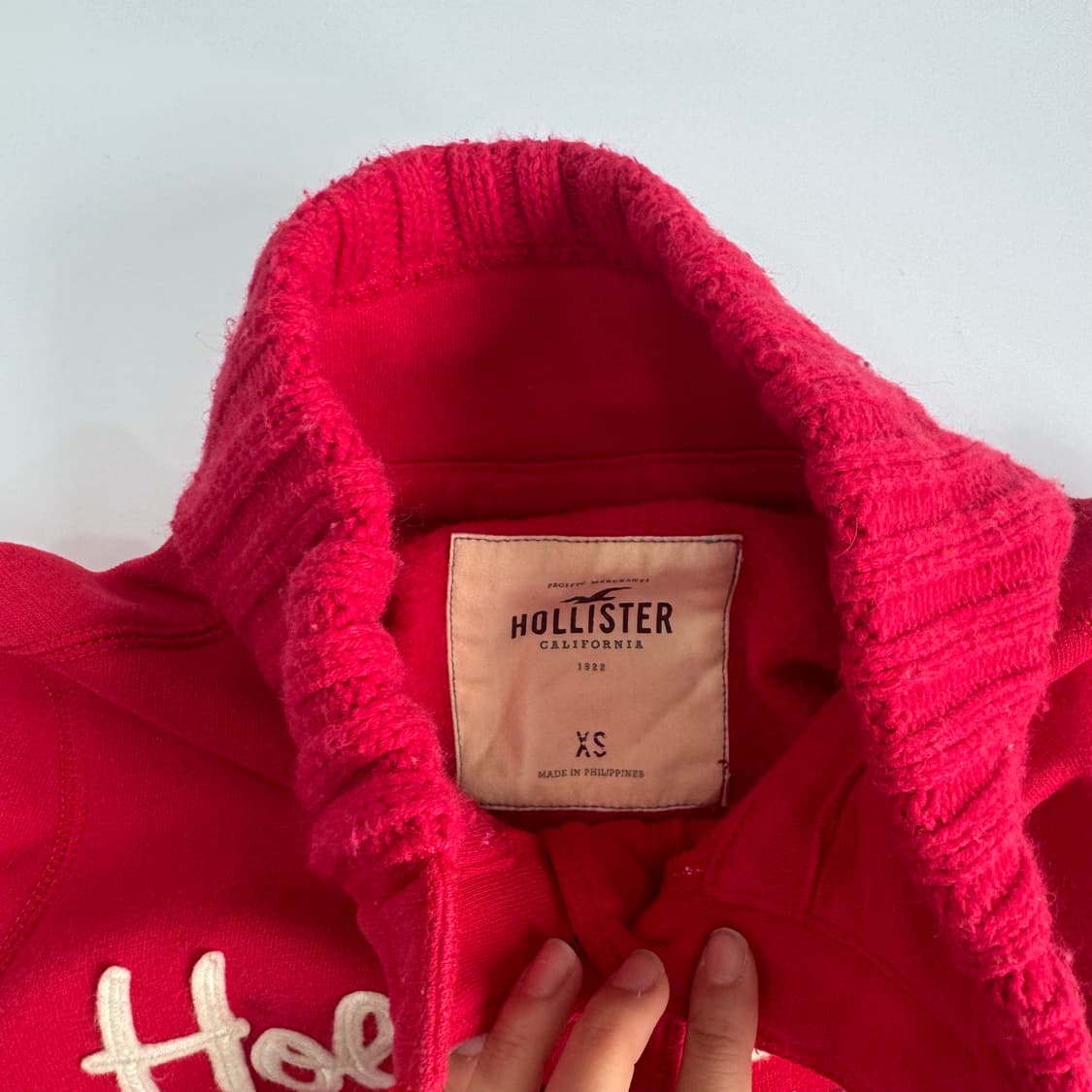 Hollister 홀리스터 레터링 로고 레드 버튼업  상품이미지5