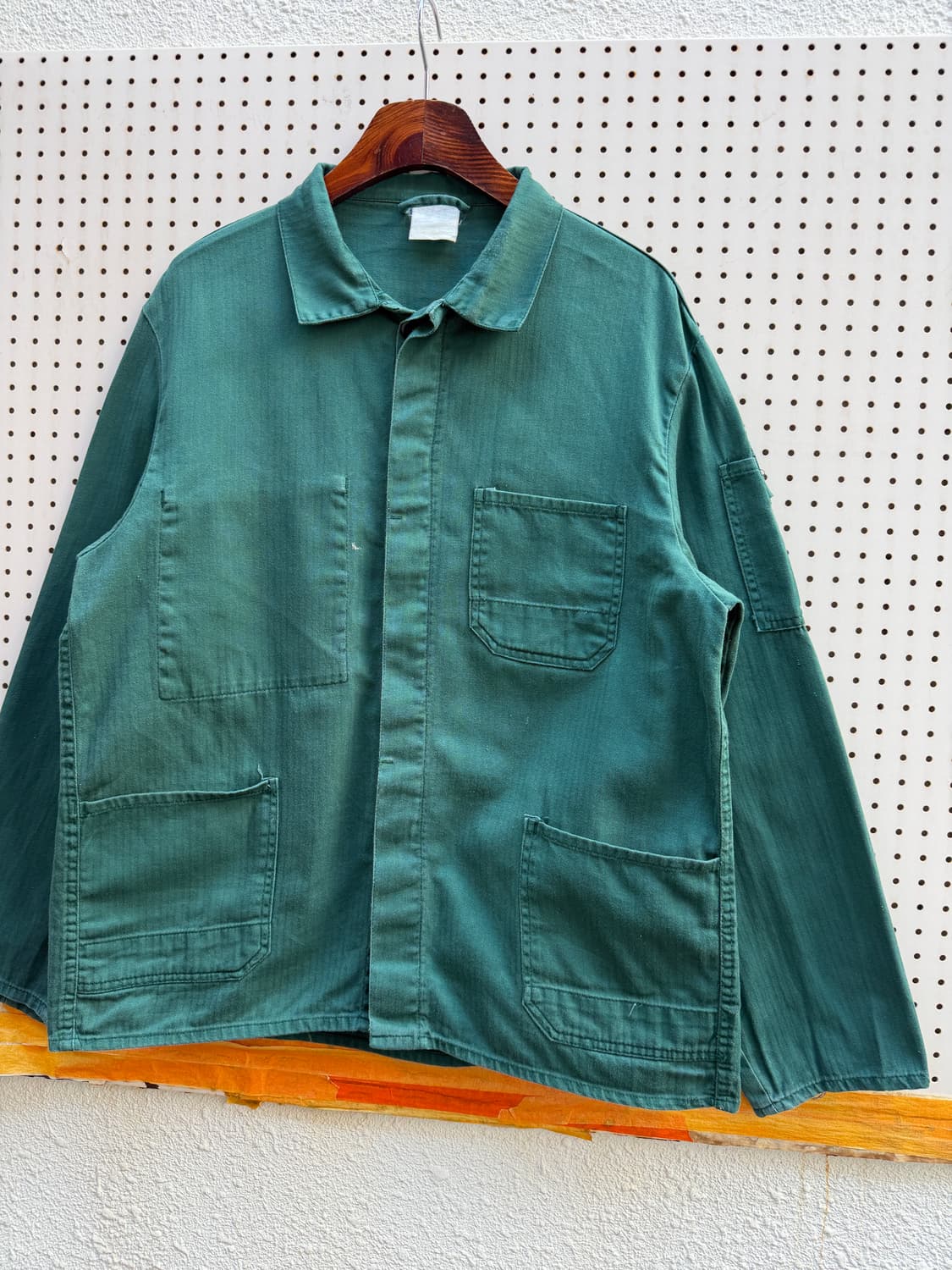 1980s FRENCH SAGE GREEN HBT 헤링본 프렌치워크자켓 상품이미지7