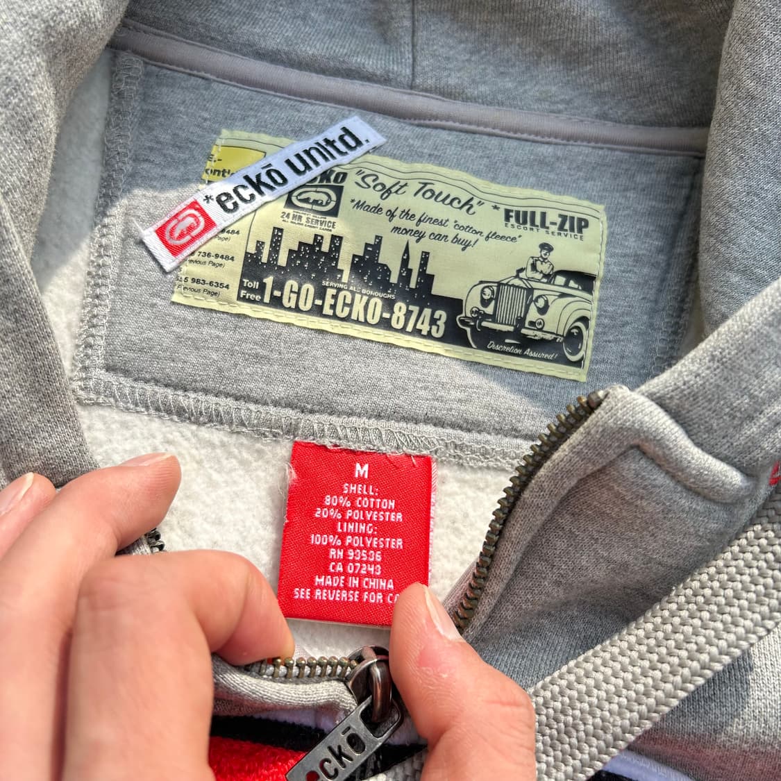 에코 올드스쿨 빅로고 헤비 후드집업 상품이미지6