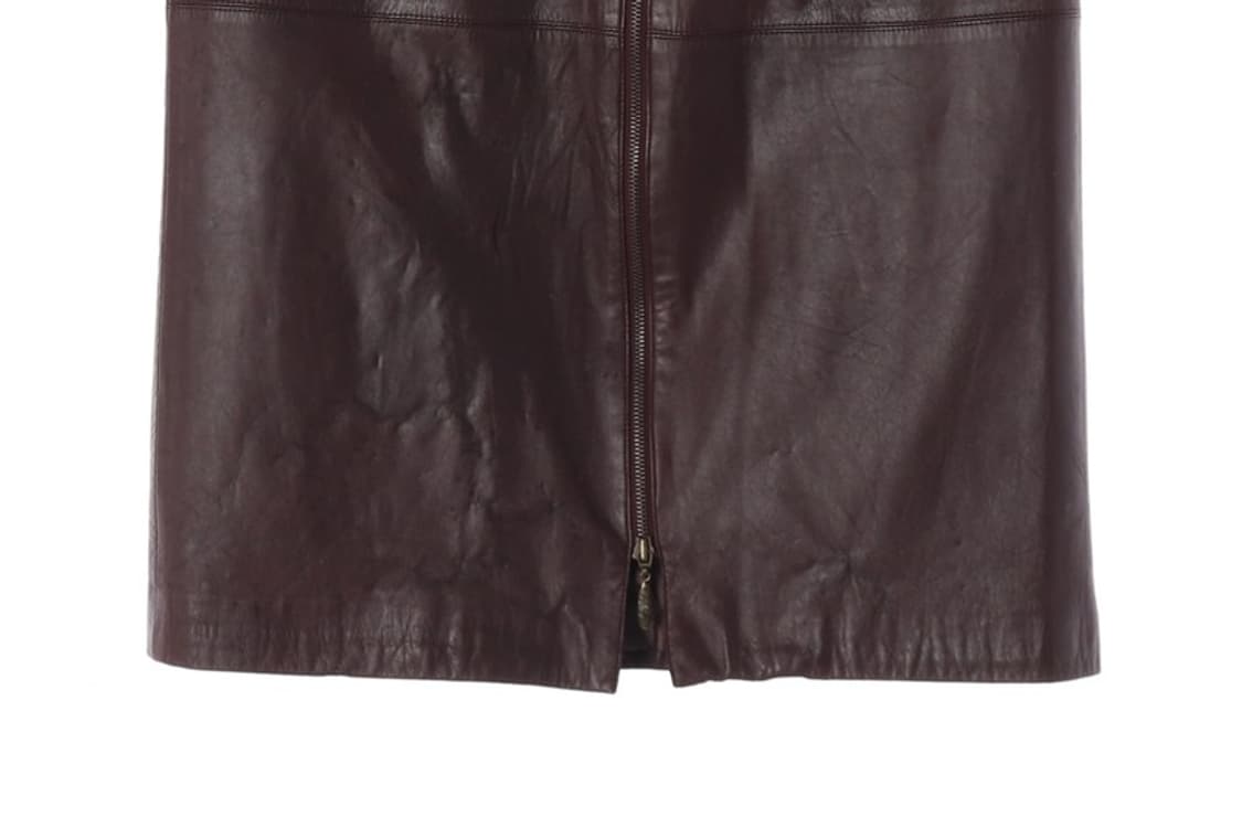 리얼 양가죽 버건디 프론트 지퍼 미디 스커트 상품이미지5