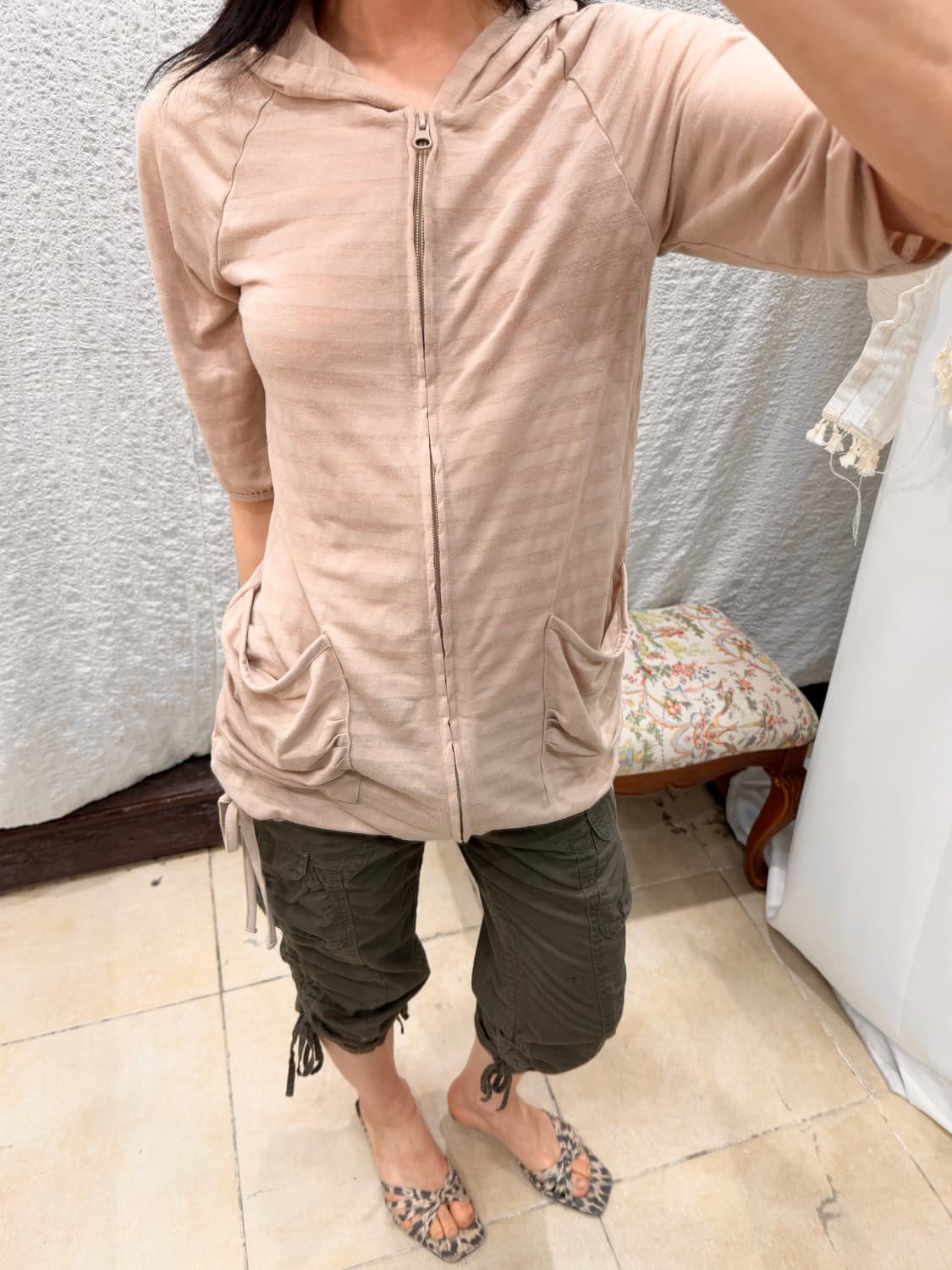 shirring soft hood zip-up 상품이미지3