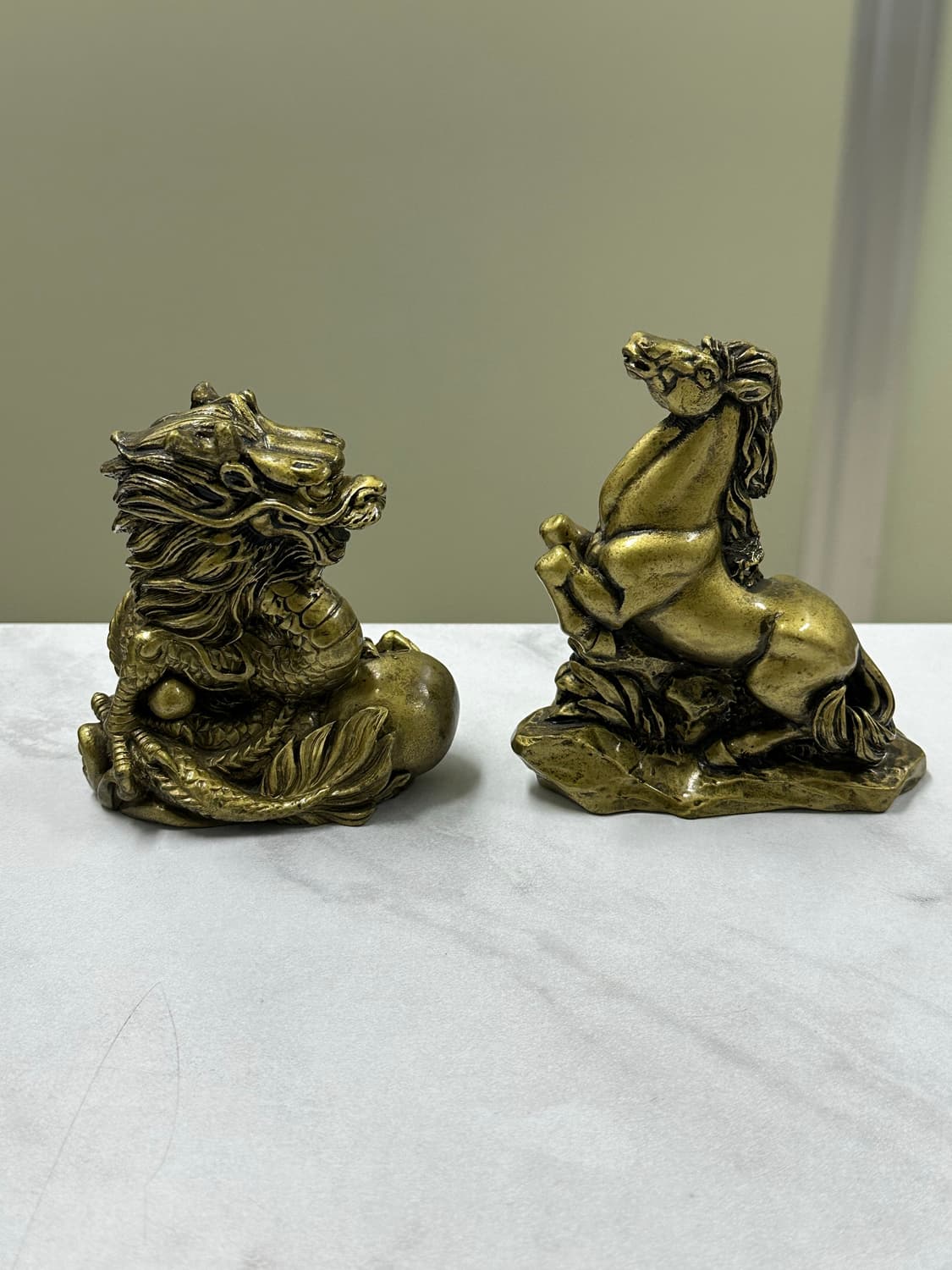 황동 오브제 말 용 장식 세트 앤틱 골동품 상품이미지1