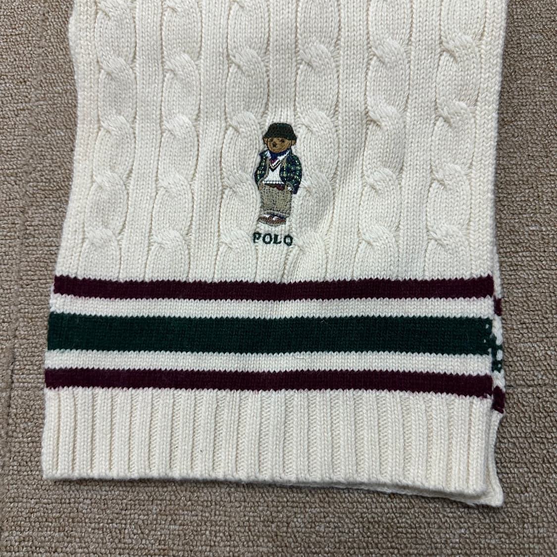 폴로 랄프로렌 폴로베어 아이보리 케이블 머플러 목도리 상품이미지3