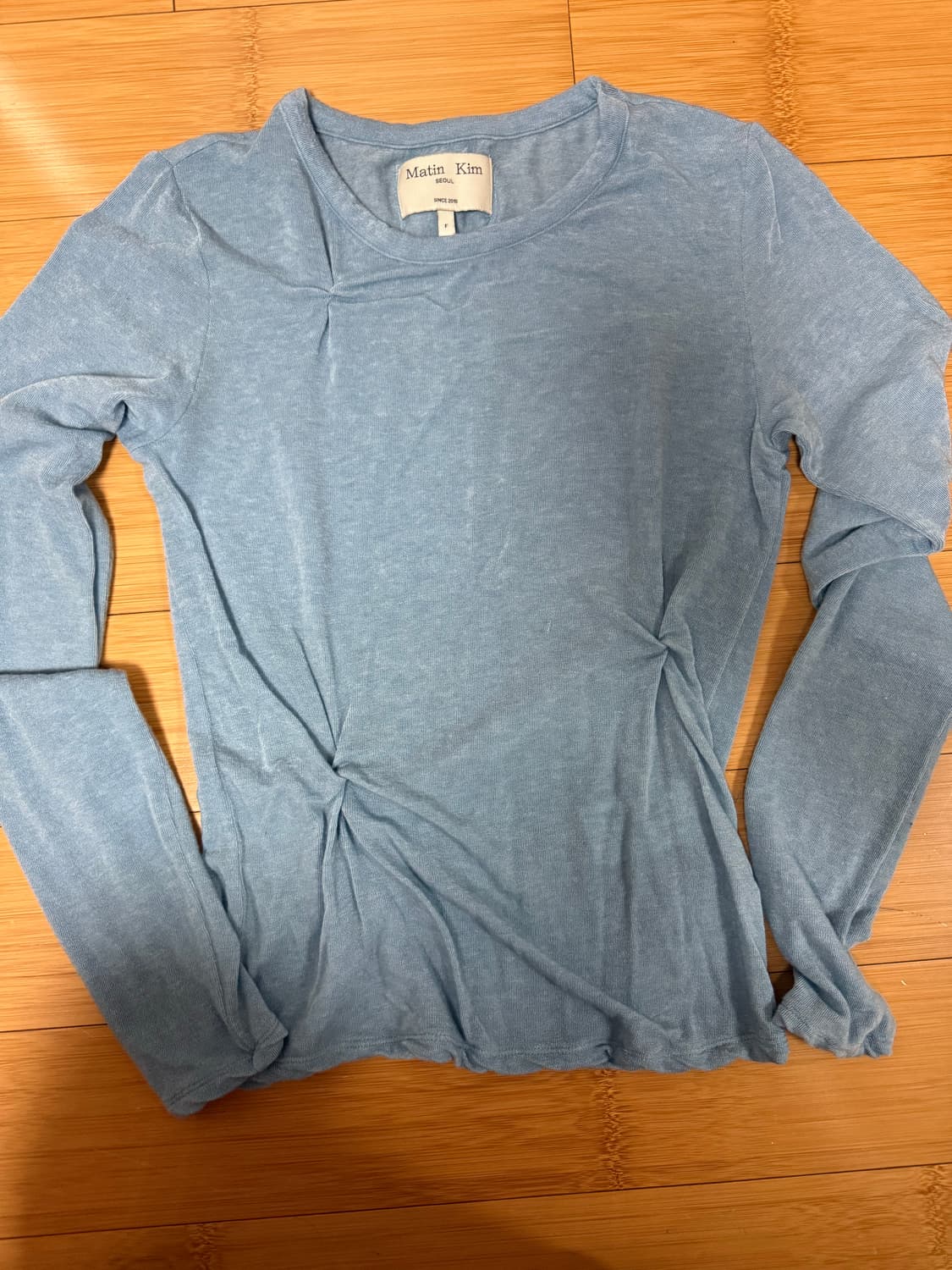 마뗑킴티셔츠마뗑킴긴팔텐셀티셔츠아쿠아블루하늘색티셔츠 상품이미지1