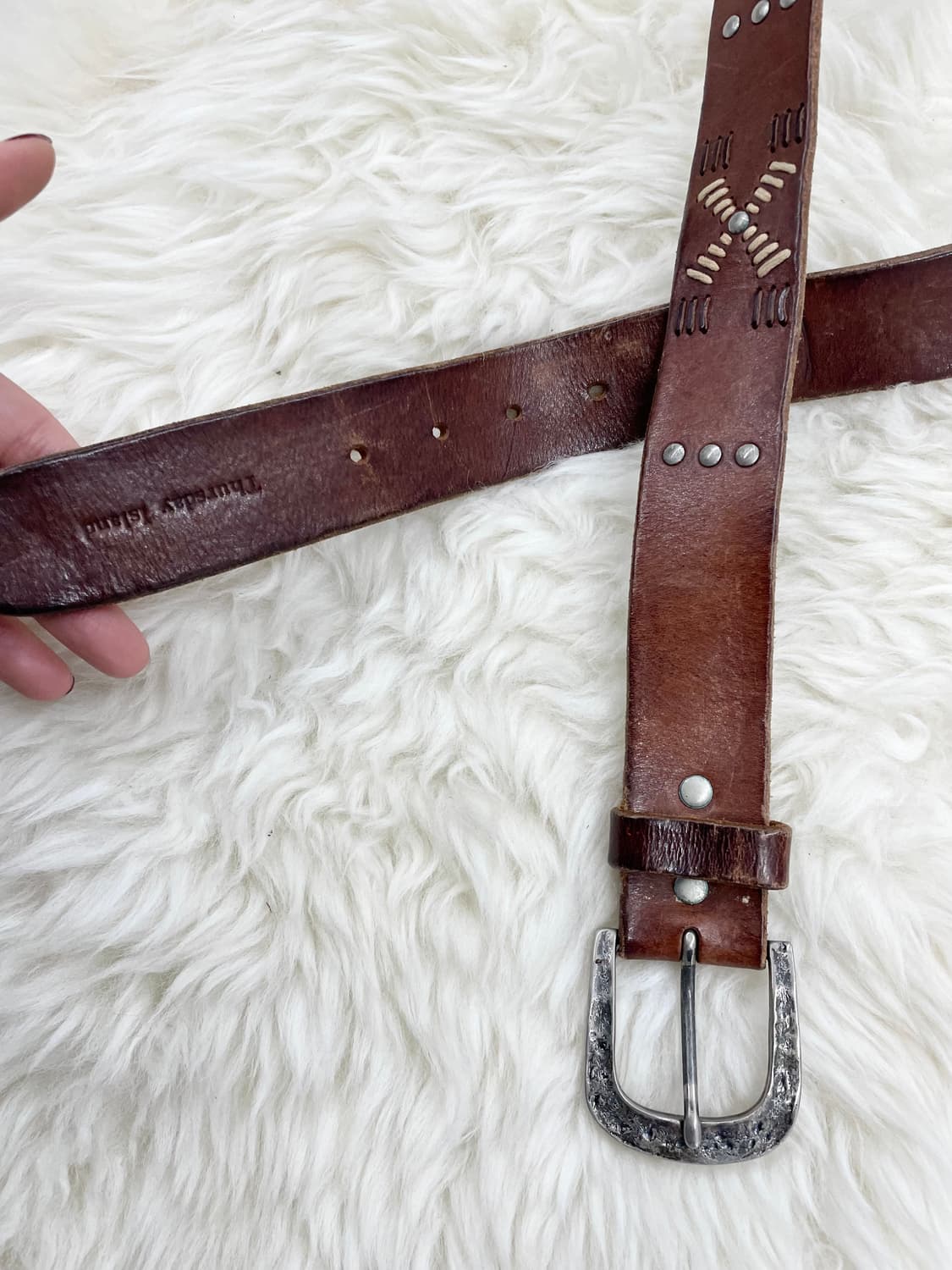 써스데이아일랜드 리얼레더 스티치 버클 벨트 상품이미지6