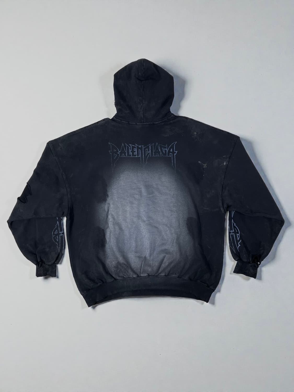 발렌시아가 파리 문 노 포켓 오버사이즈 후드 티셔츠 페이드 블랙 1사이즈 상품이미지2