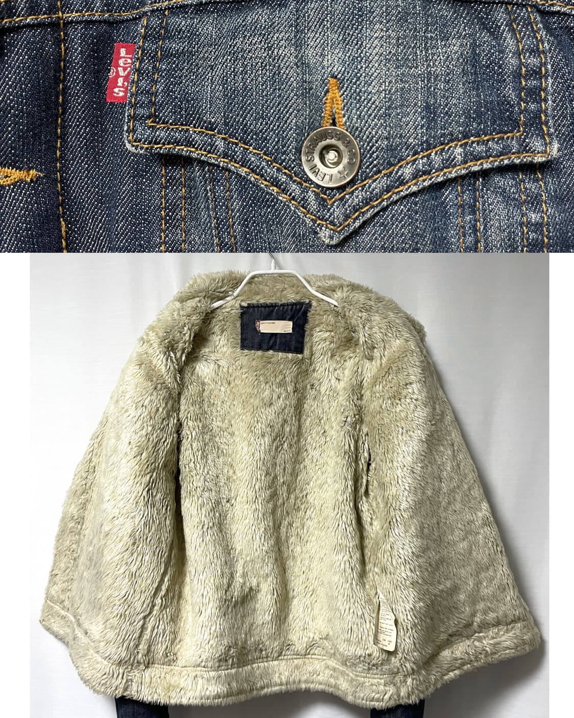 리바이스 양털 셰르파 워시드 데님 트러커 청자켓 M 상품이미지9